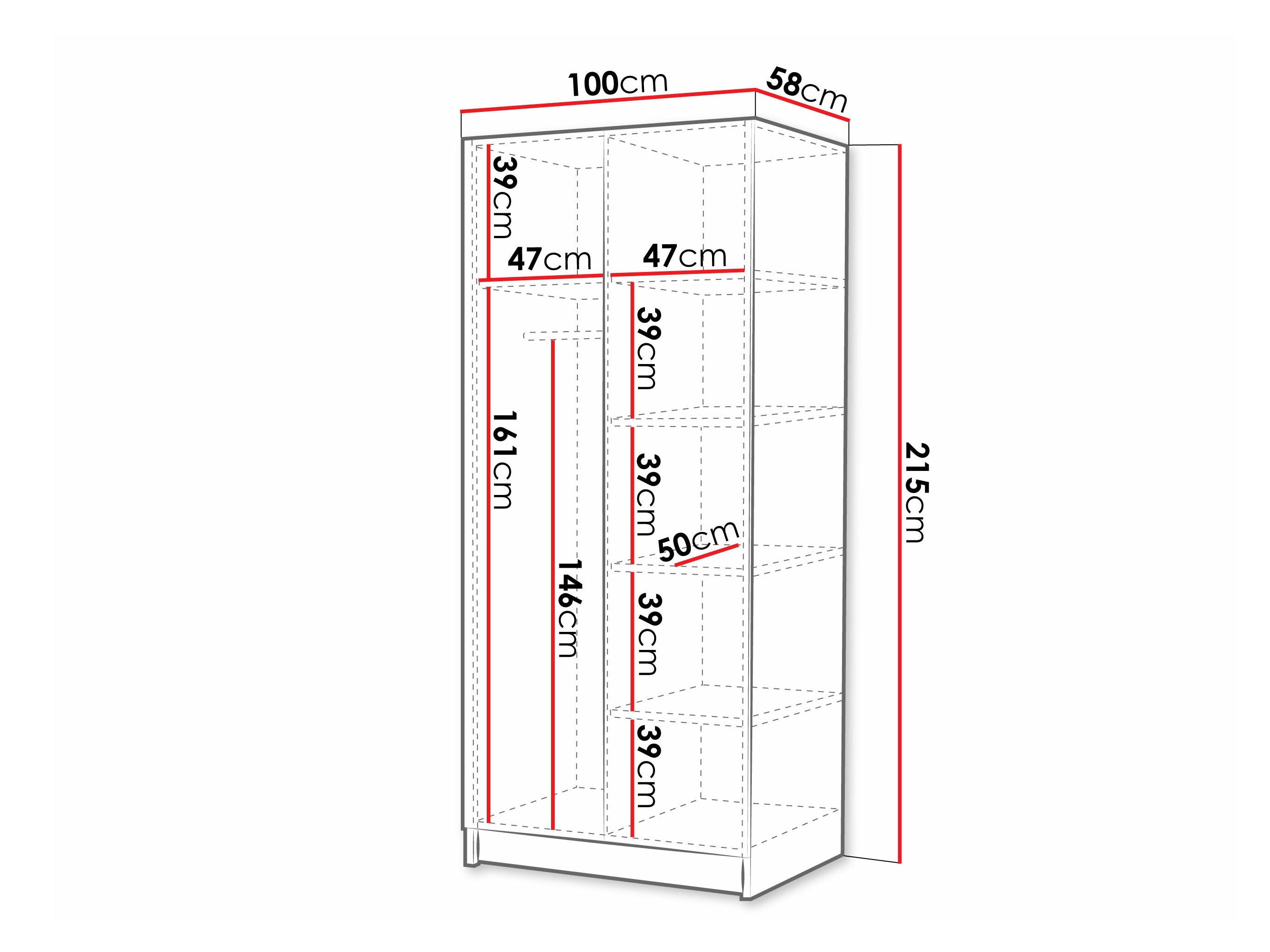 Гардероб Closico 193 (Бял + Черен)