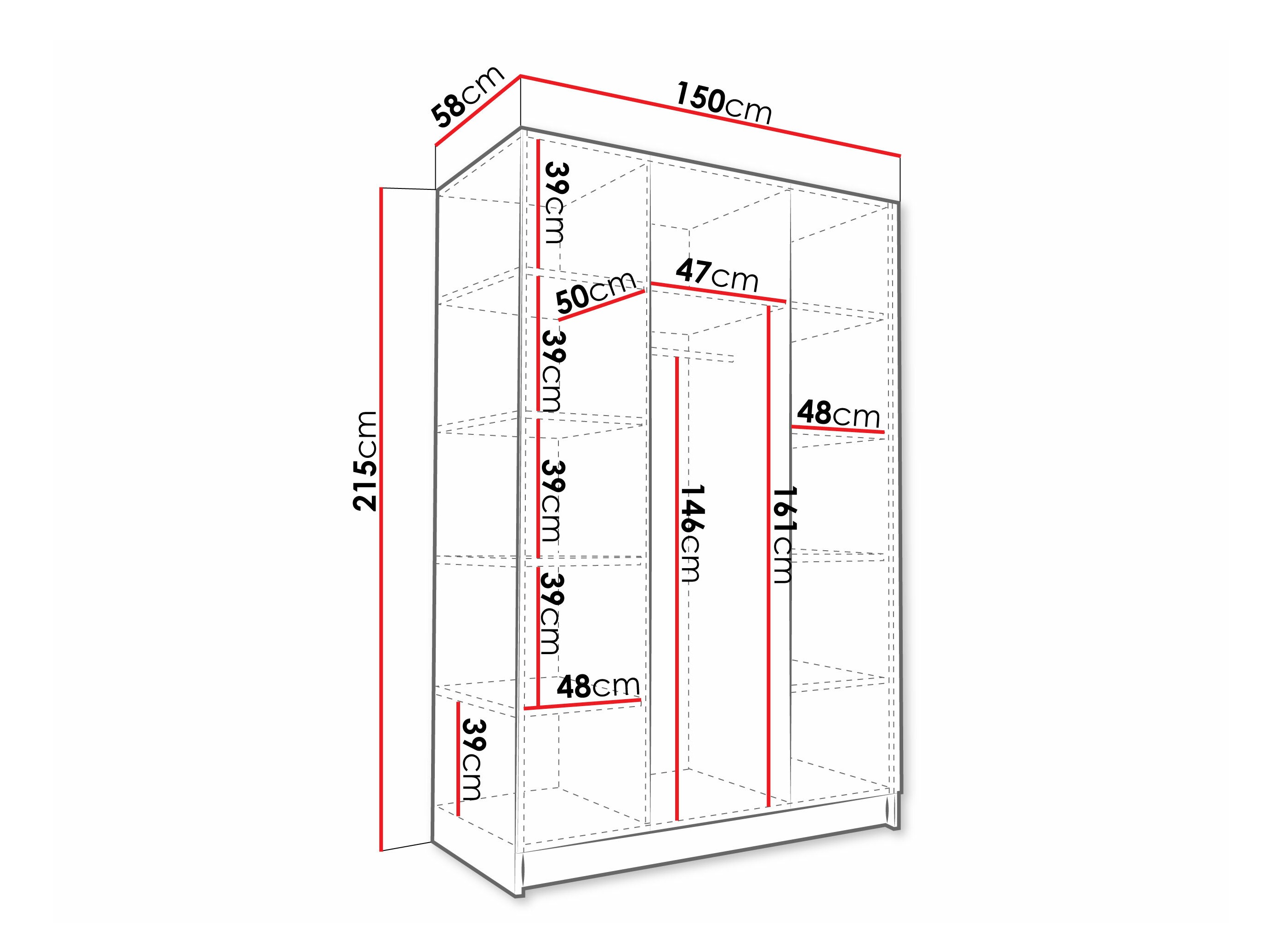 Гардероб Closico 196 (Бял + Черен)