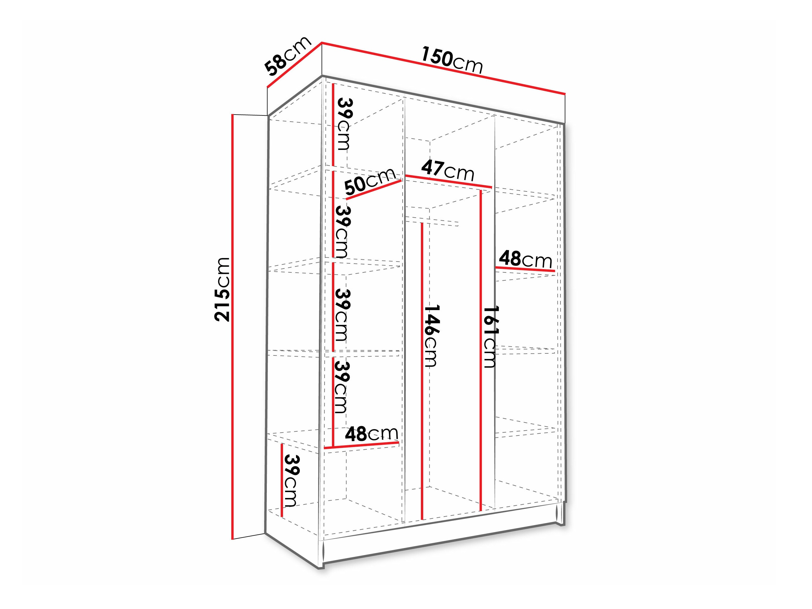 Гардероб Closico Decoron I (Бял + Черен)