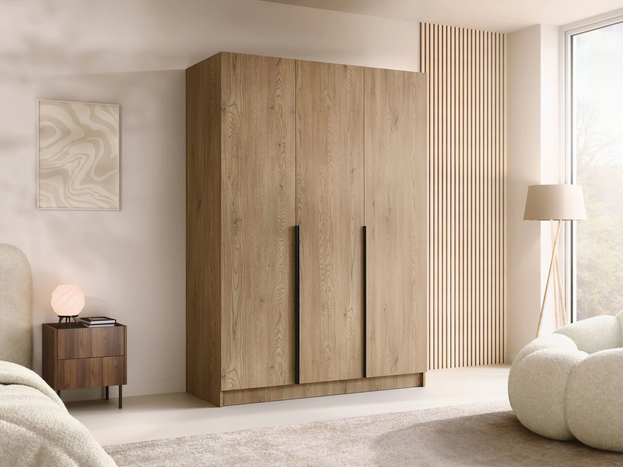 Гардероб Closico Decoron I (Ярък дърво + Черен)