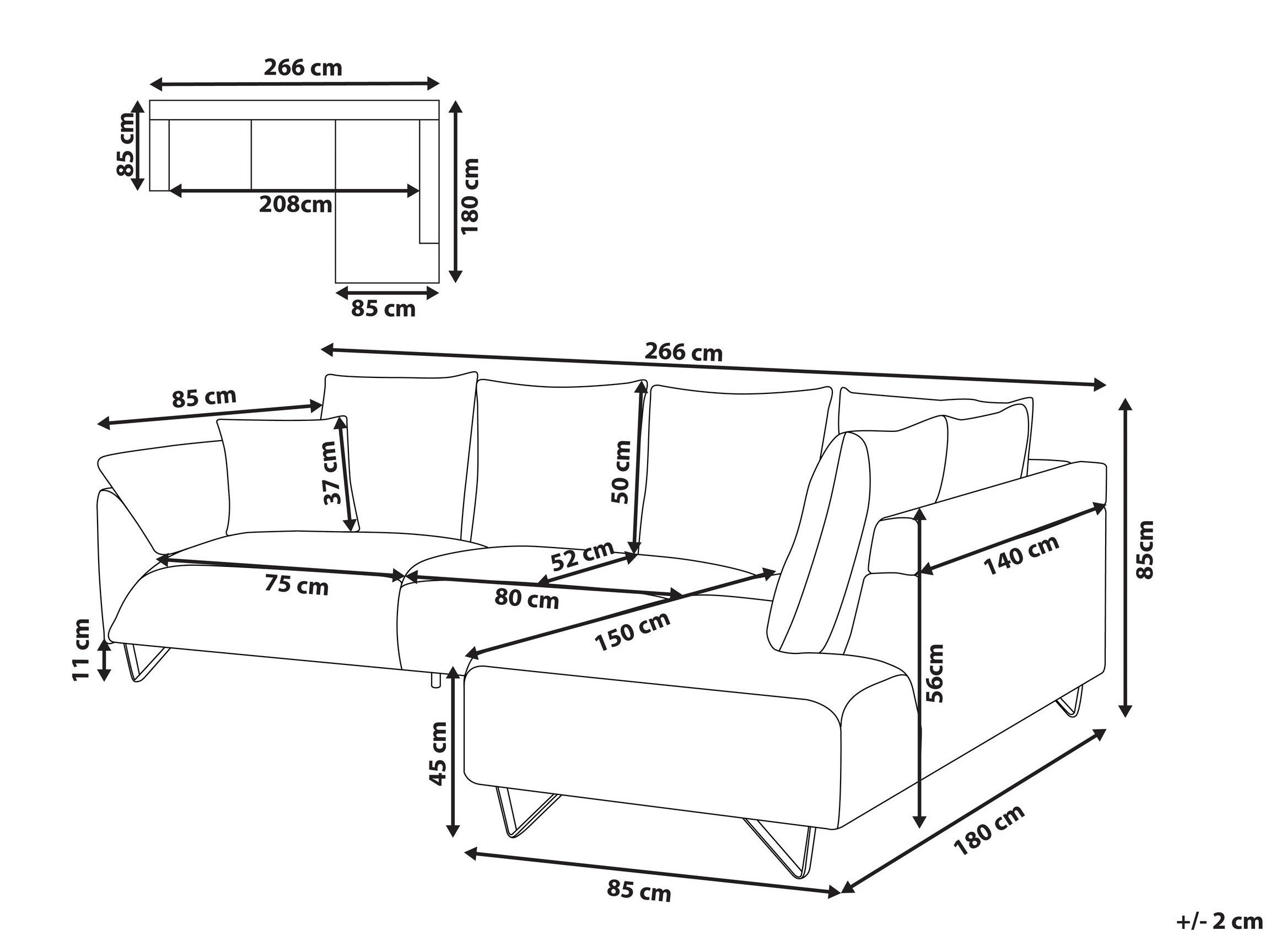 Ъглов диван Berwyn 1320 (Кафяв)