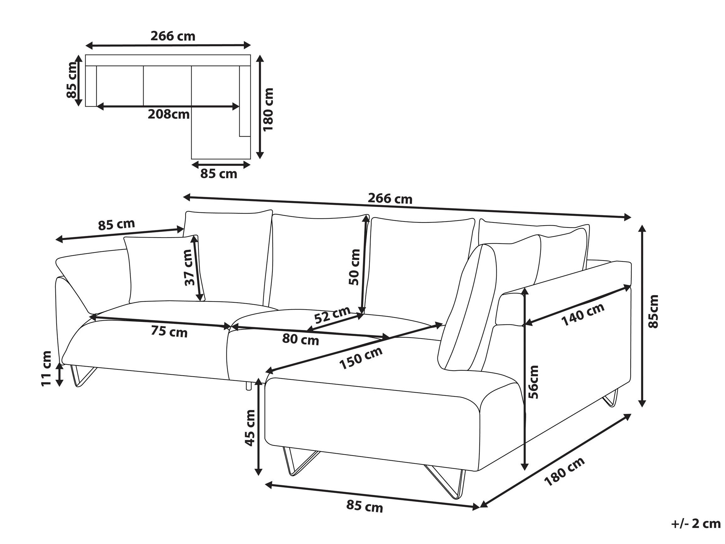 Ъглов диван Berwyn 1320 (Тъмно синьо)