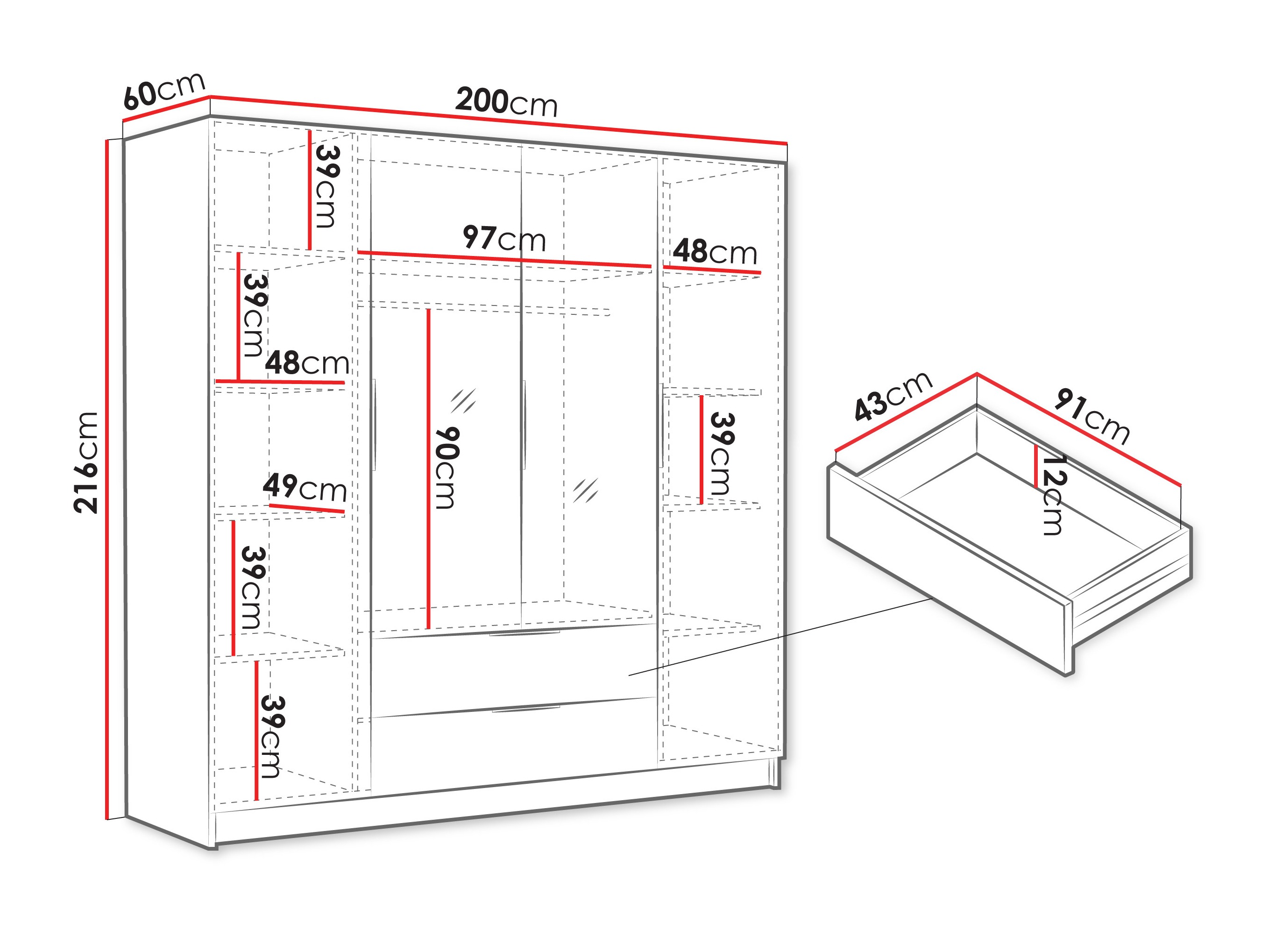 Гардероб Closico 201 (Бял)