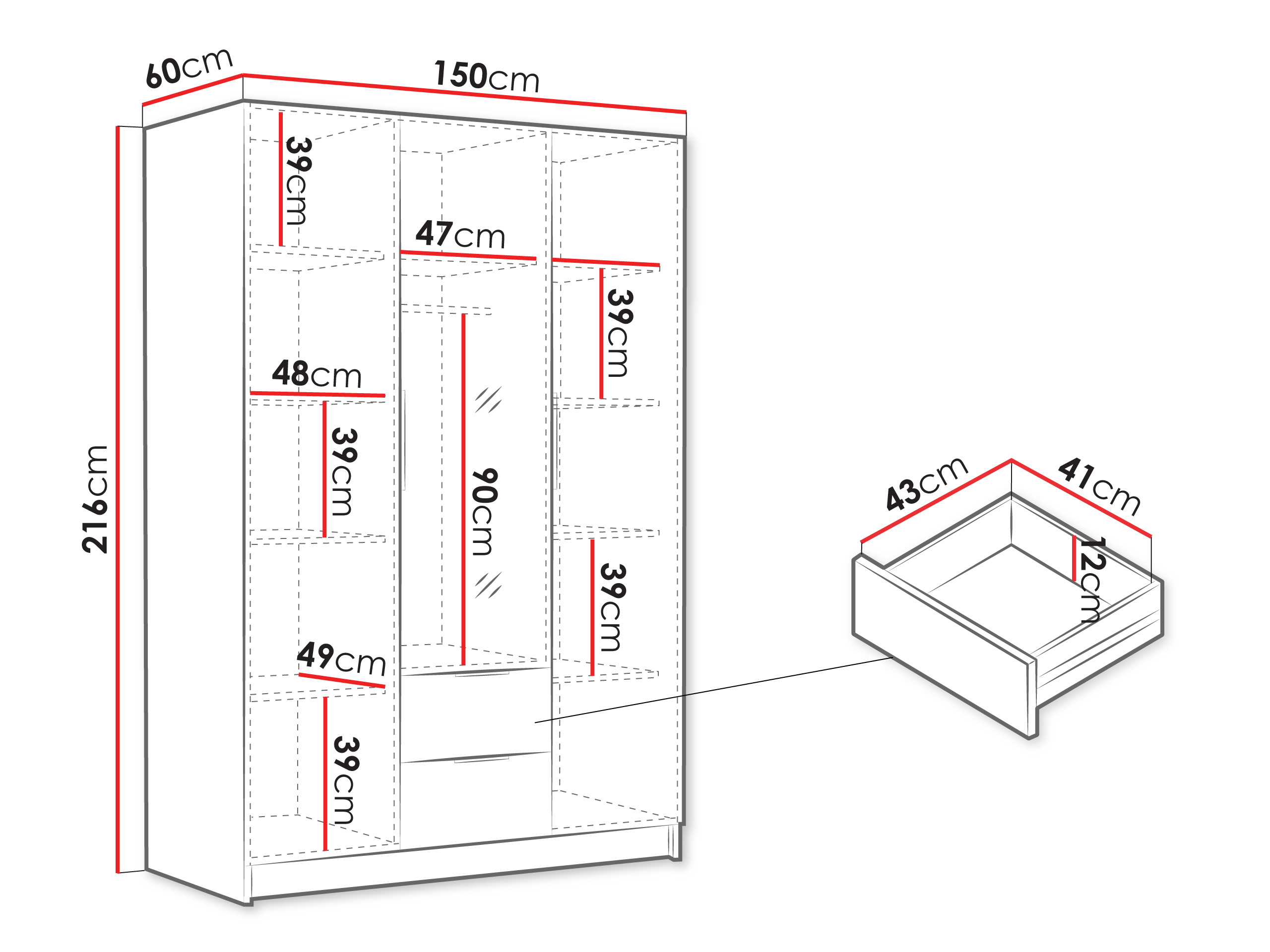 Гардероб Closico Calvron II (Бял)