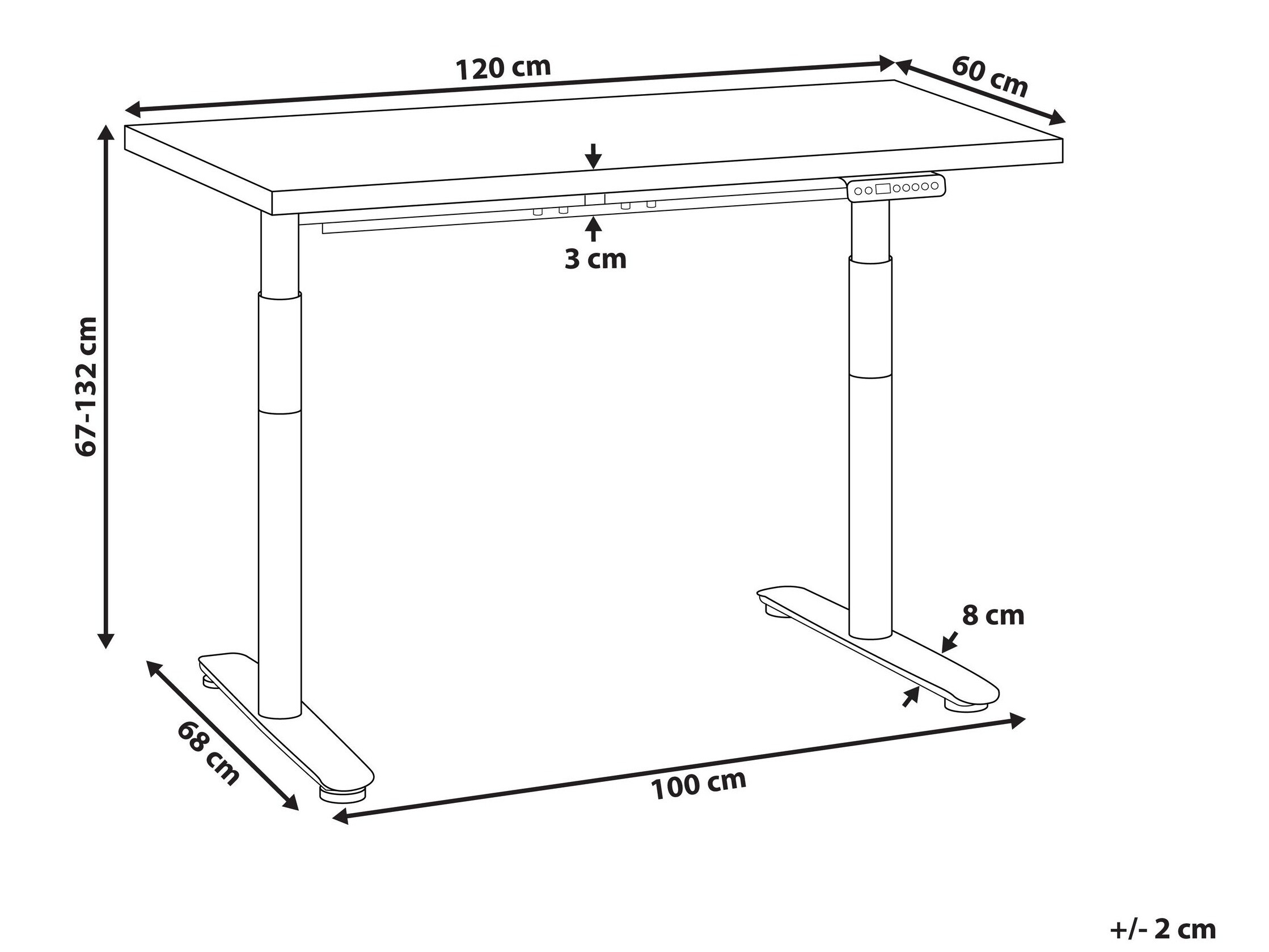 Офис бюро с регулируема височина Berwyn 3190 (Светлокафяво)