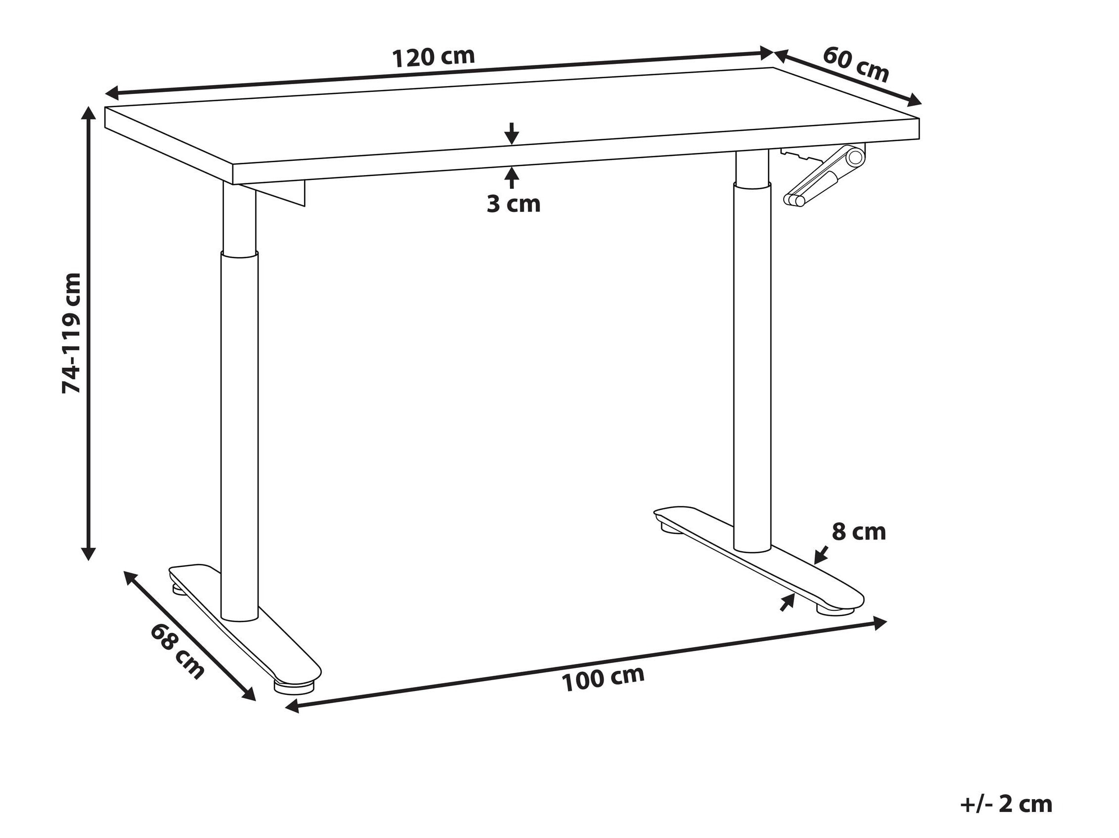 Офис бюро с регулируема височина Berwyn 3192 (Светлокафяво)