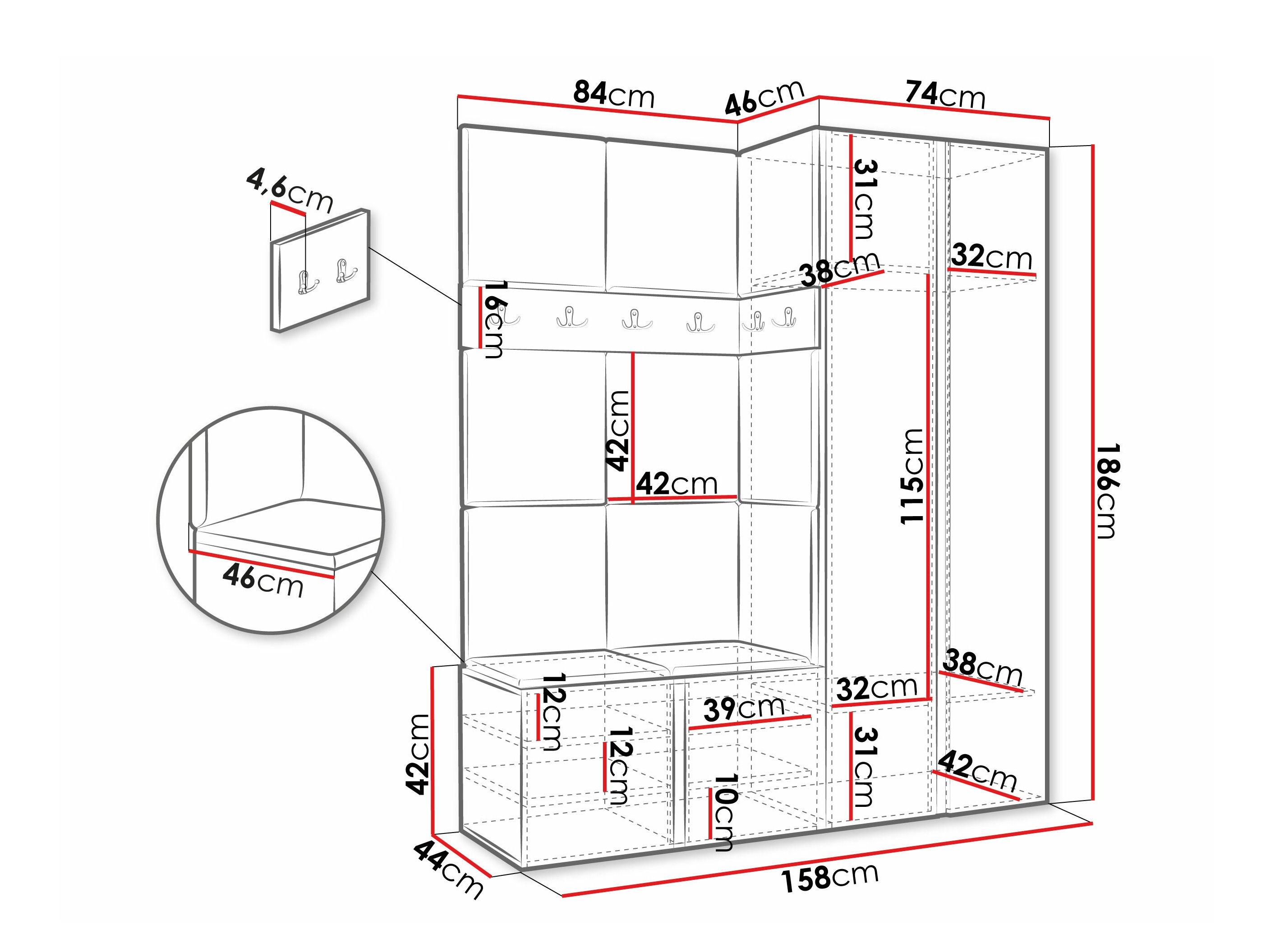 Комплект за антре Pinis III (Бял)