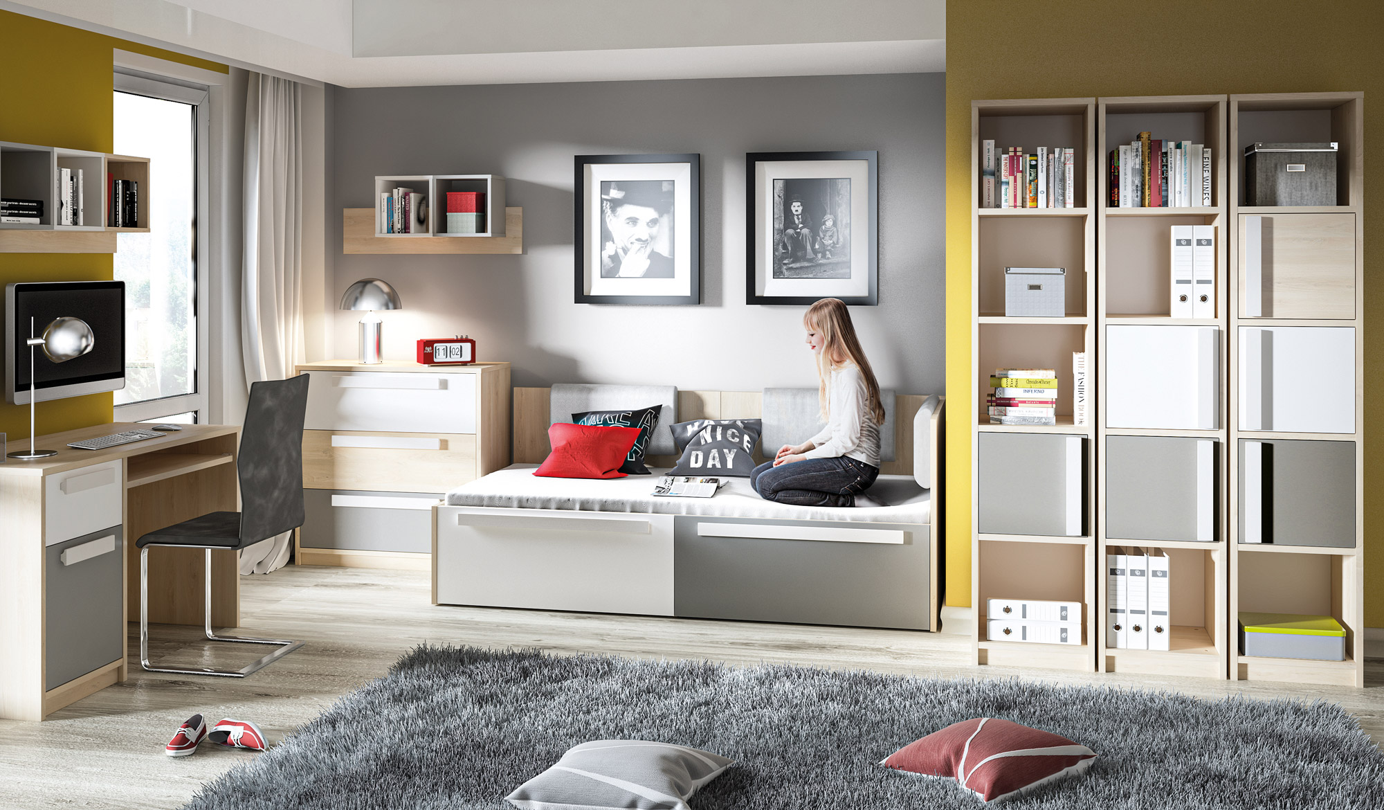 Стенна етажерка Tivruve 112 (Сив)