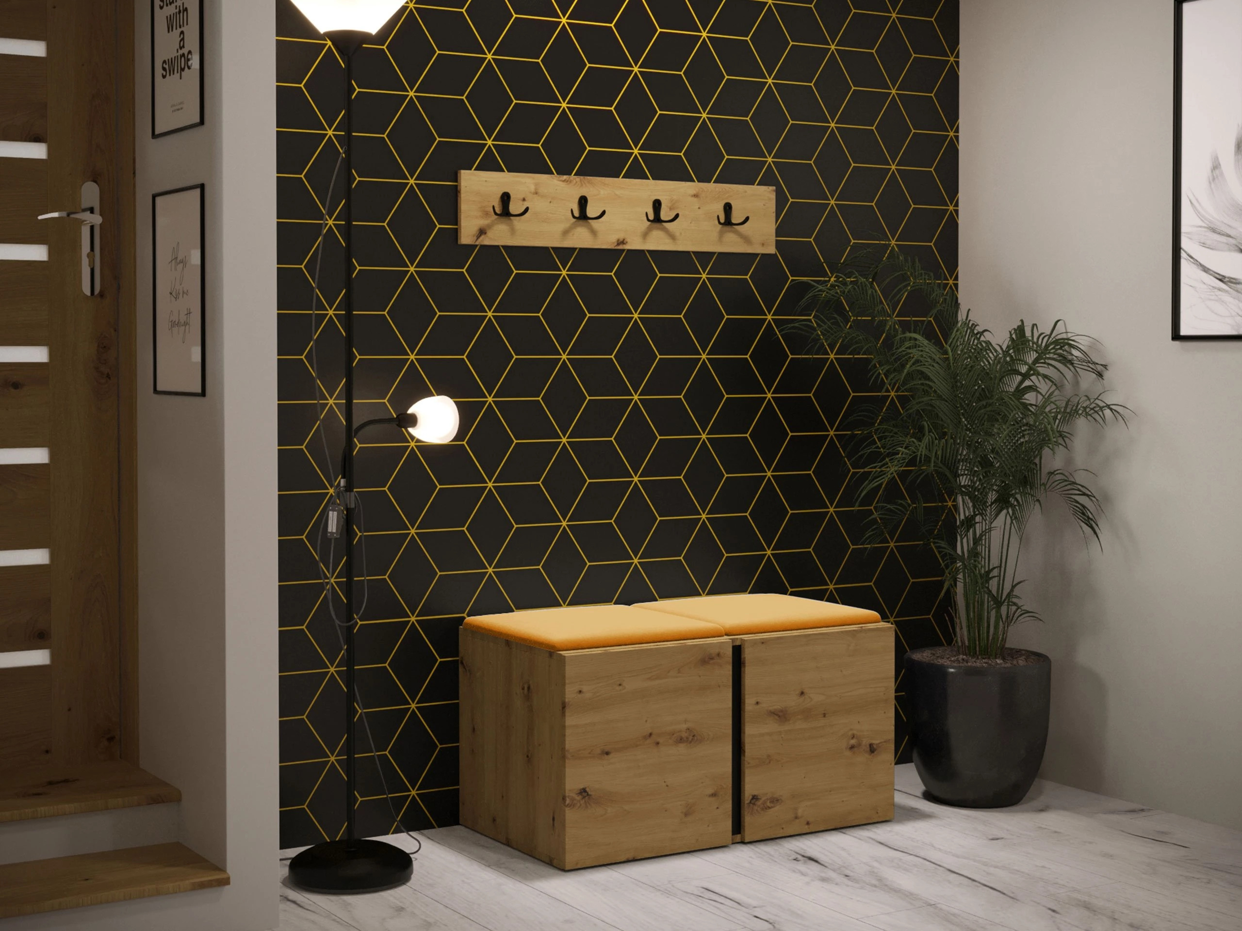 Комплект за антре Pinis VI (Artisan дъб)