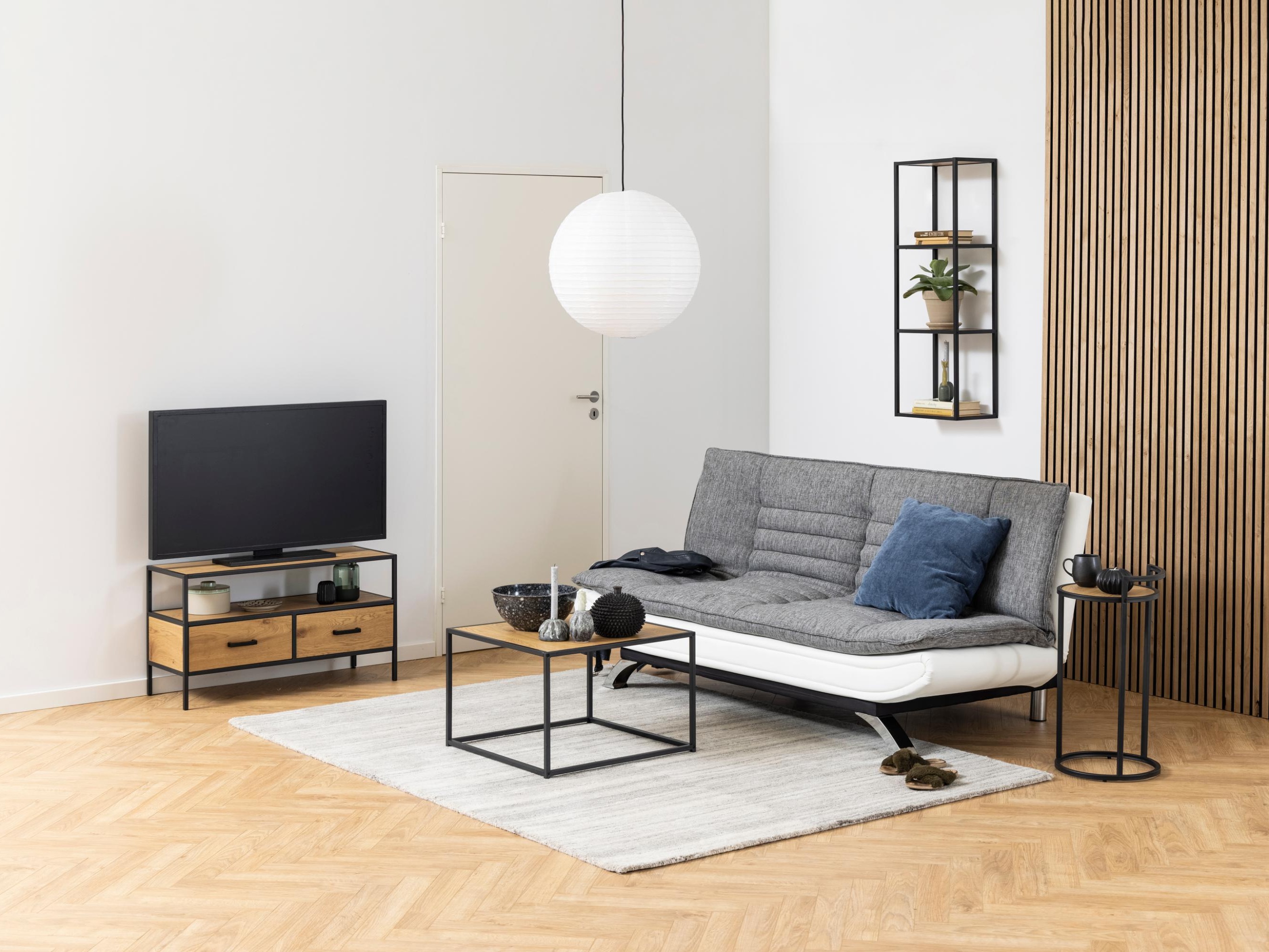 Разтегателен диван Norsica 228 (Бял + Светло сив)