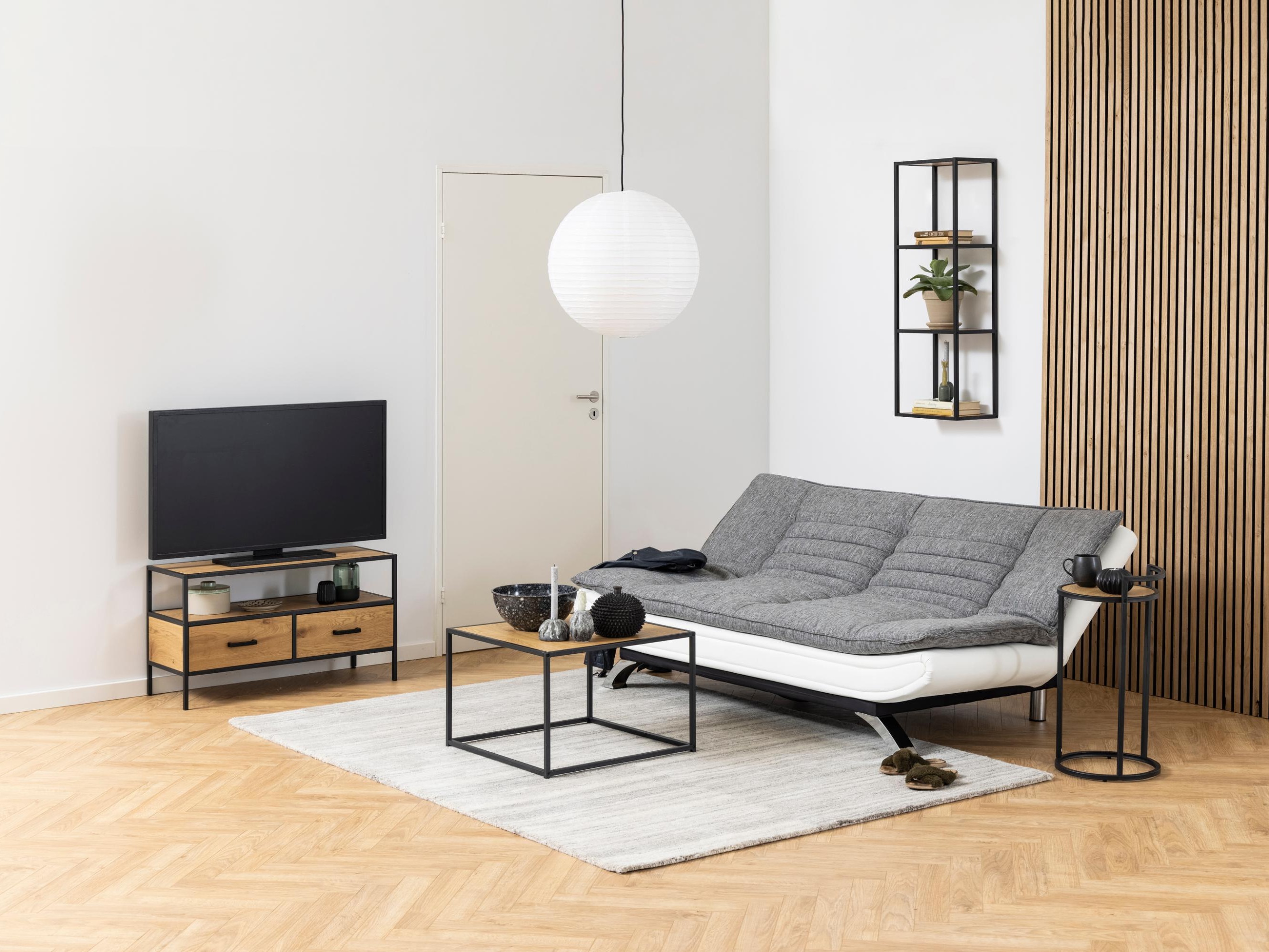 Разтегателен диван Norsica 228 (Бял + Светло сив)