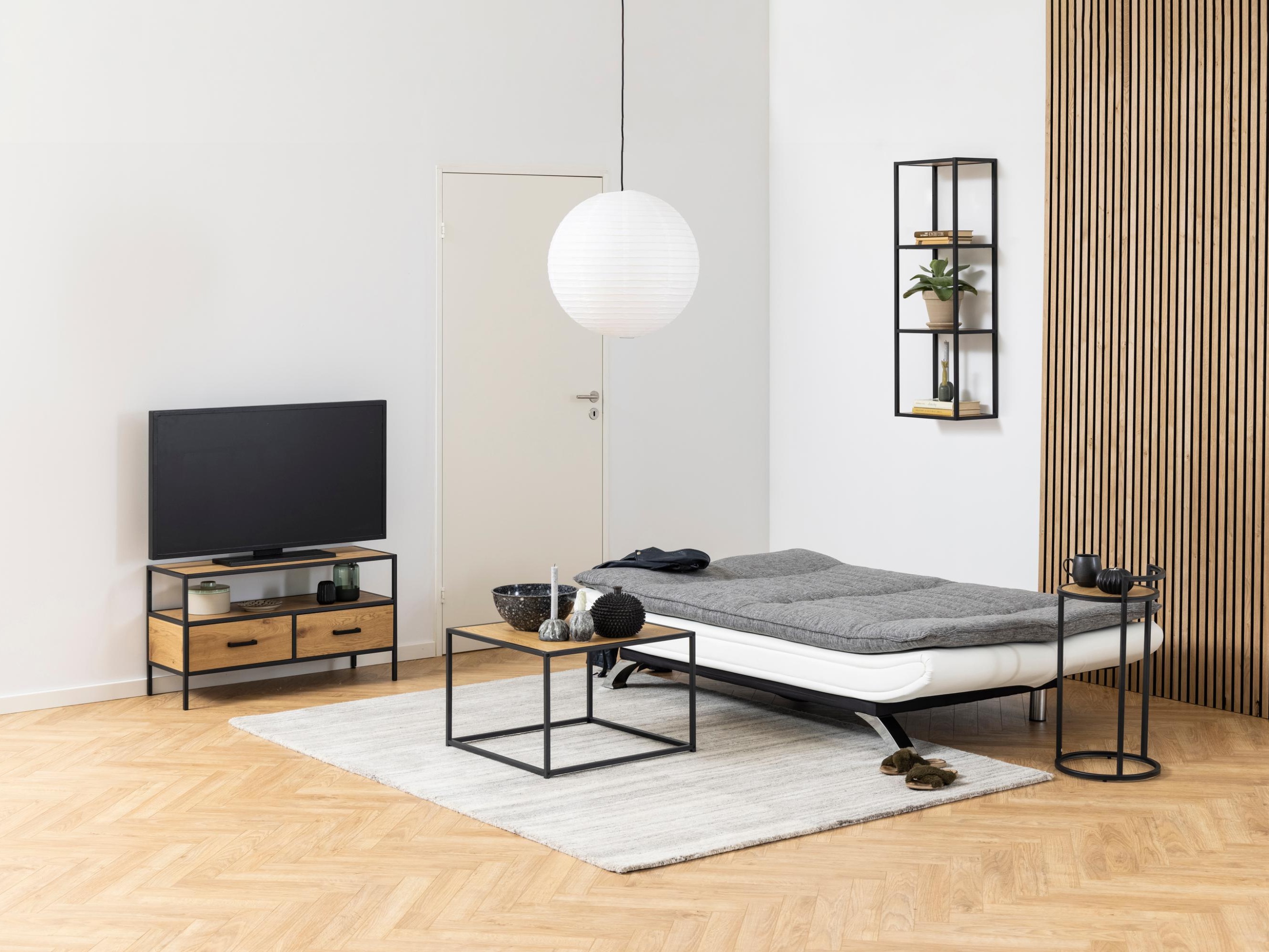 Разтегателен диван Norsica 228 (Бял + Светло сив)