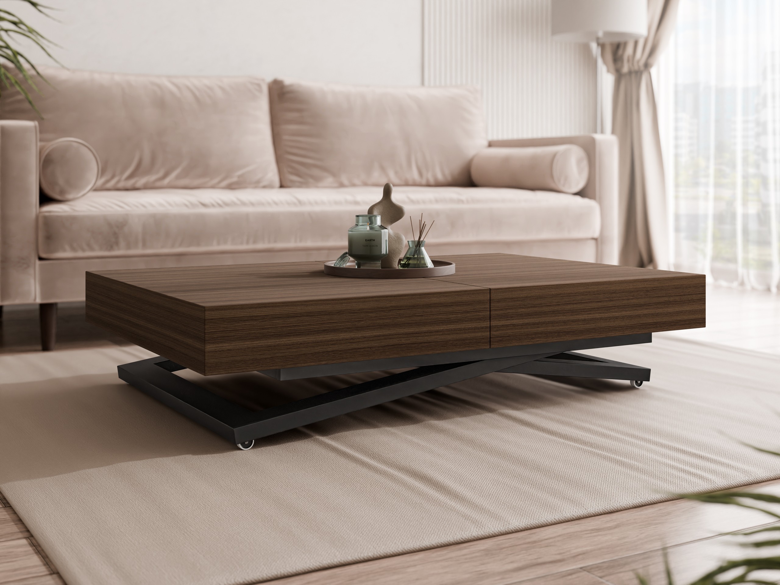 Трансформираща се масичка за кафе Oswego 171 (Орех)