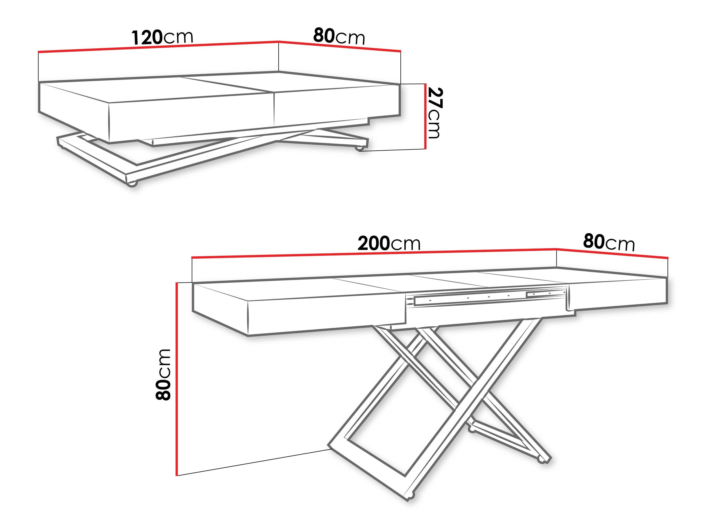 Трансформираща се масичка за кафе Oswego 173 (Черен мрамор)