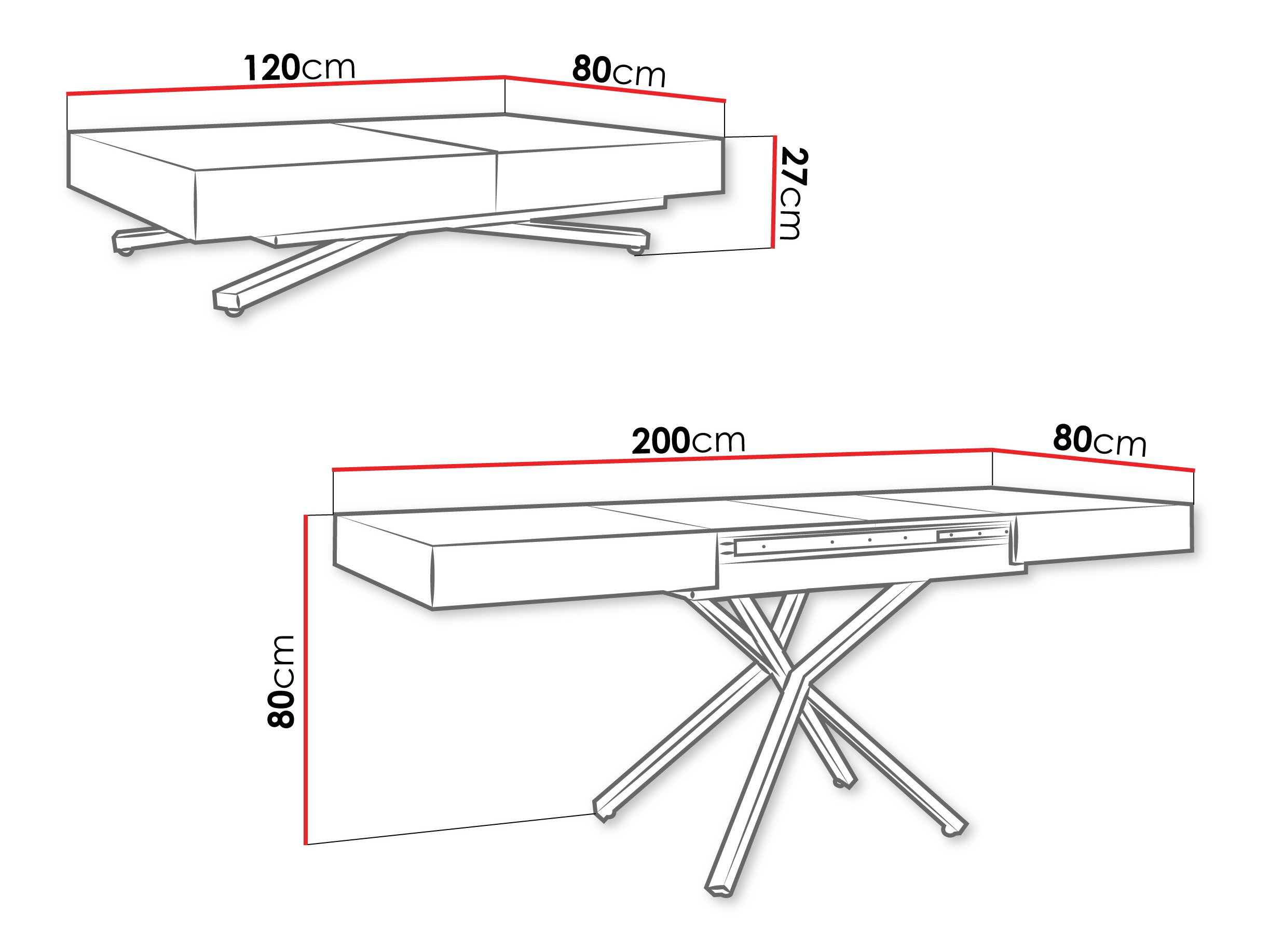 Трансформираща се масичка за кафе Oswego 178 (Черен мрамор)