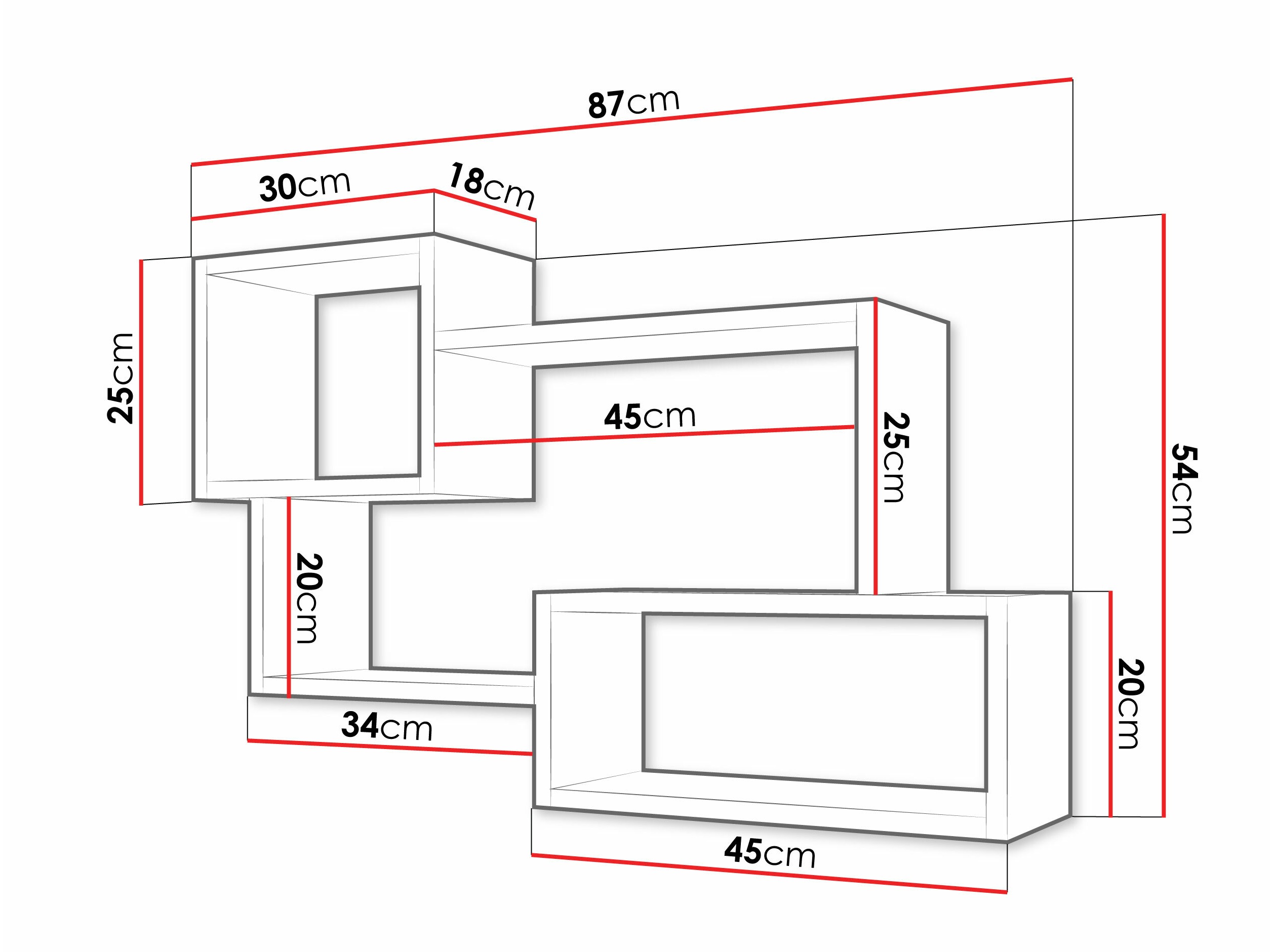 Стенна етажерка Lexicon II (Бетон + Бял)