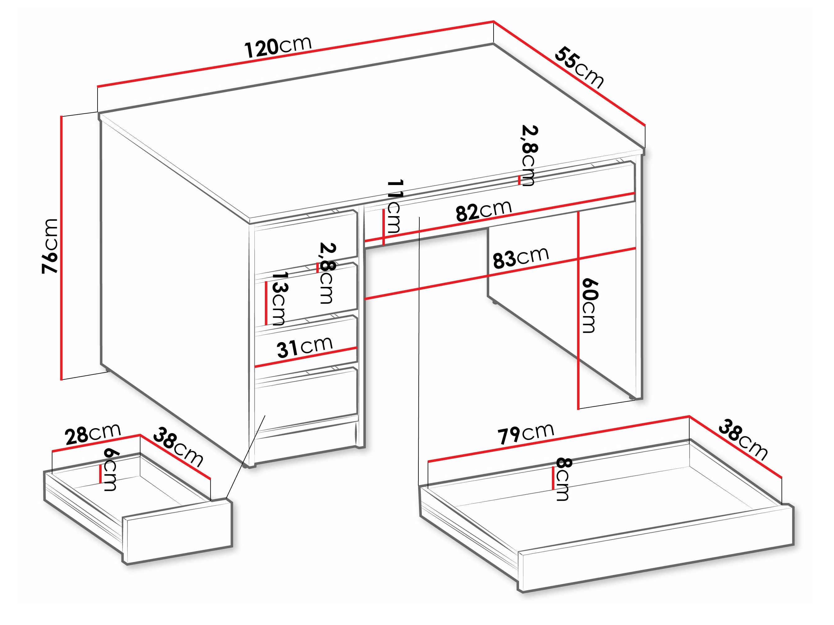 Офис бюро Comfivo Terros I (Бял)
