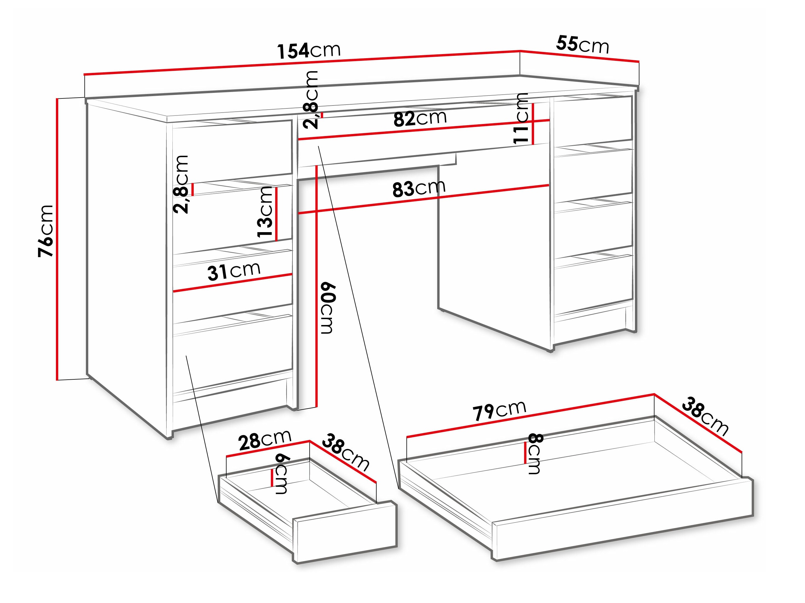 Офис бюро Comfivo Terros II (Бял)