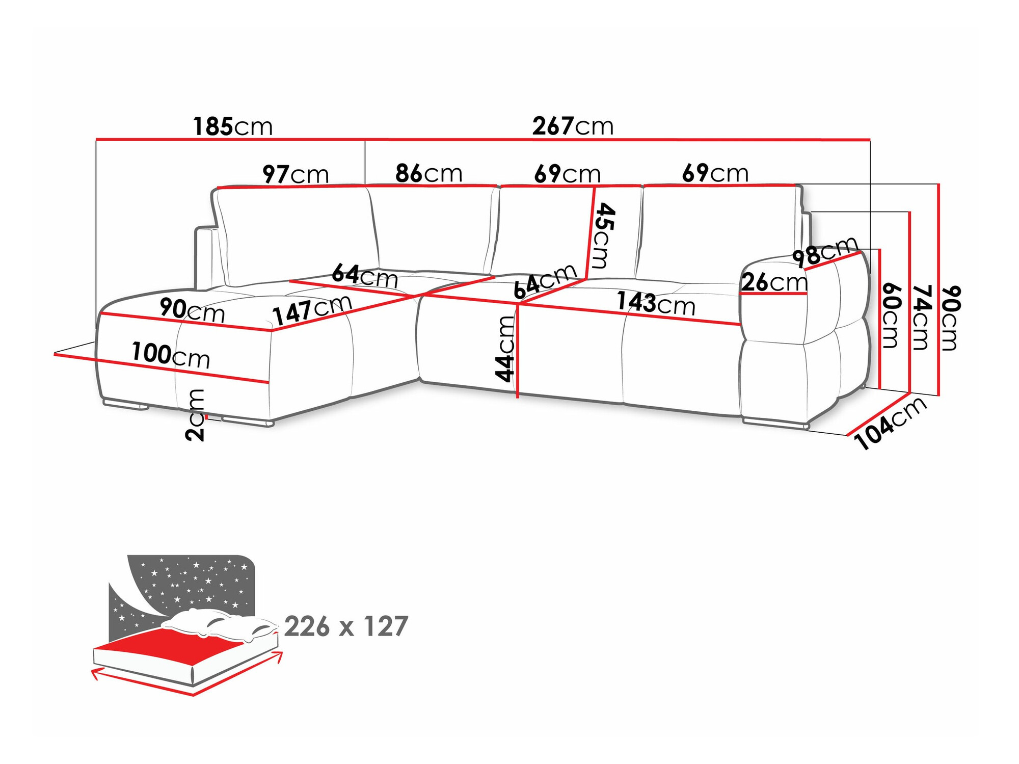 Ъглов диван SB4652 c малък дефект