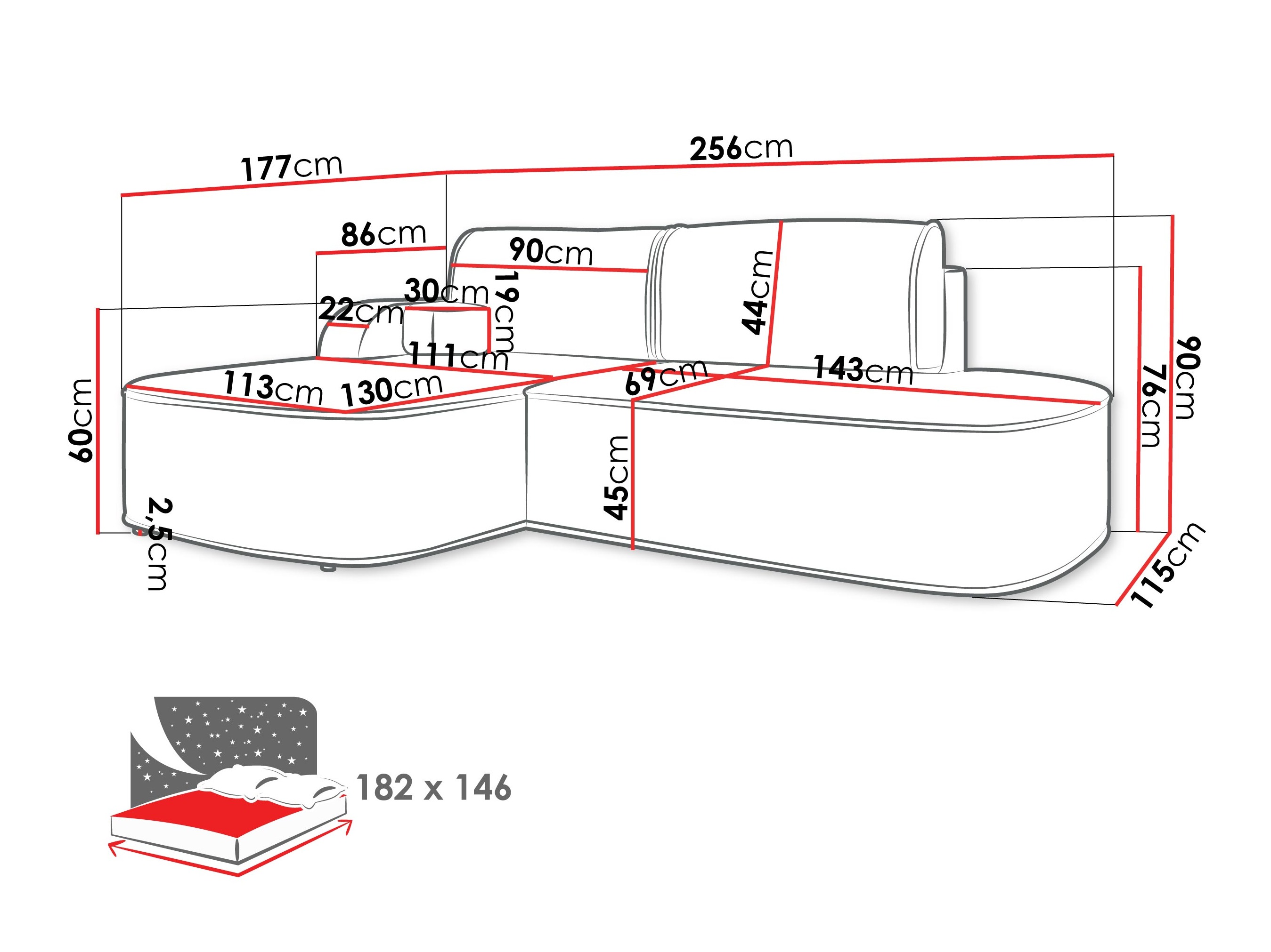 Ъглов диван SB4653 с нарушена опаковка