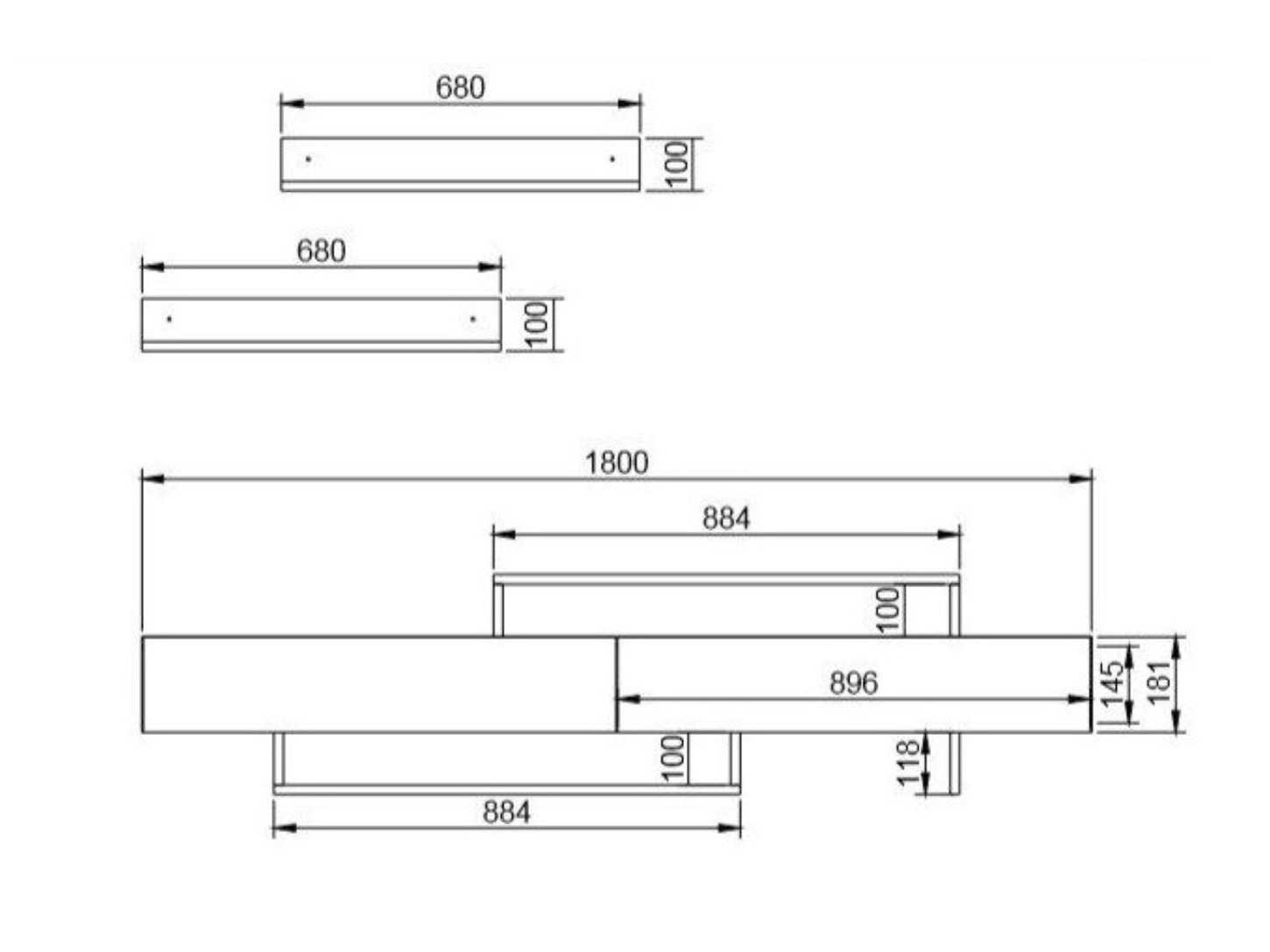 ТВ шкаф Kailua 998 (Тик + Бял)