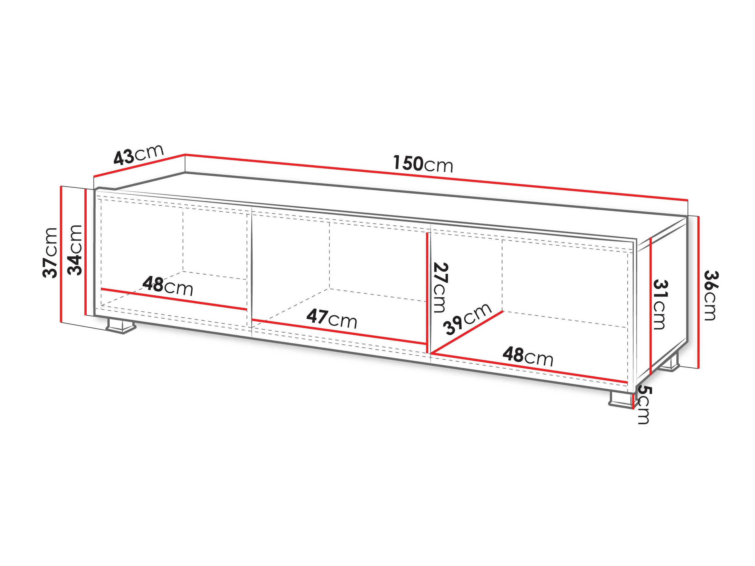 ТВ шкаф Remus (Бял + Бял гланц)