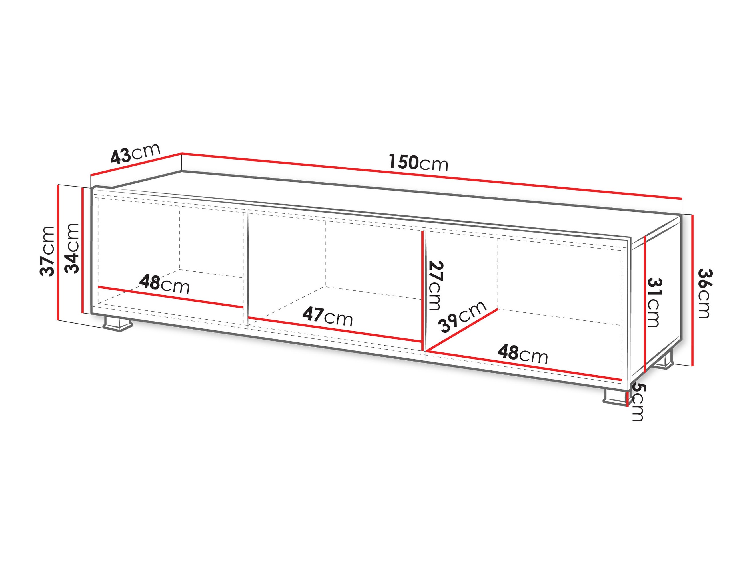 ТВ шкаф Remus (Черен + Черен гланц)