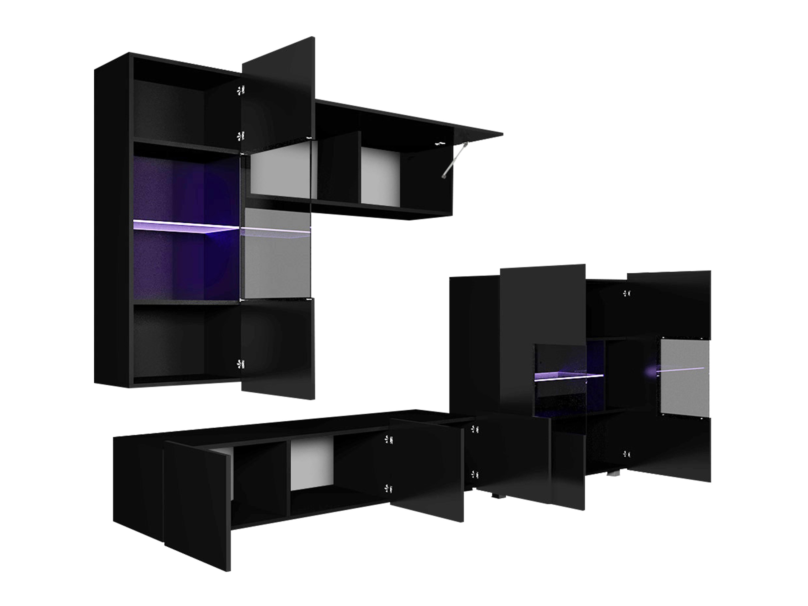 Комплект за хол Remus III (Черен + Черен гланц)