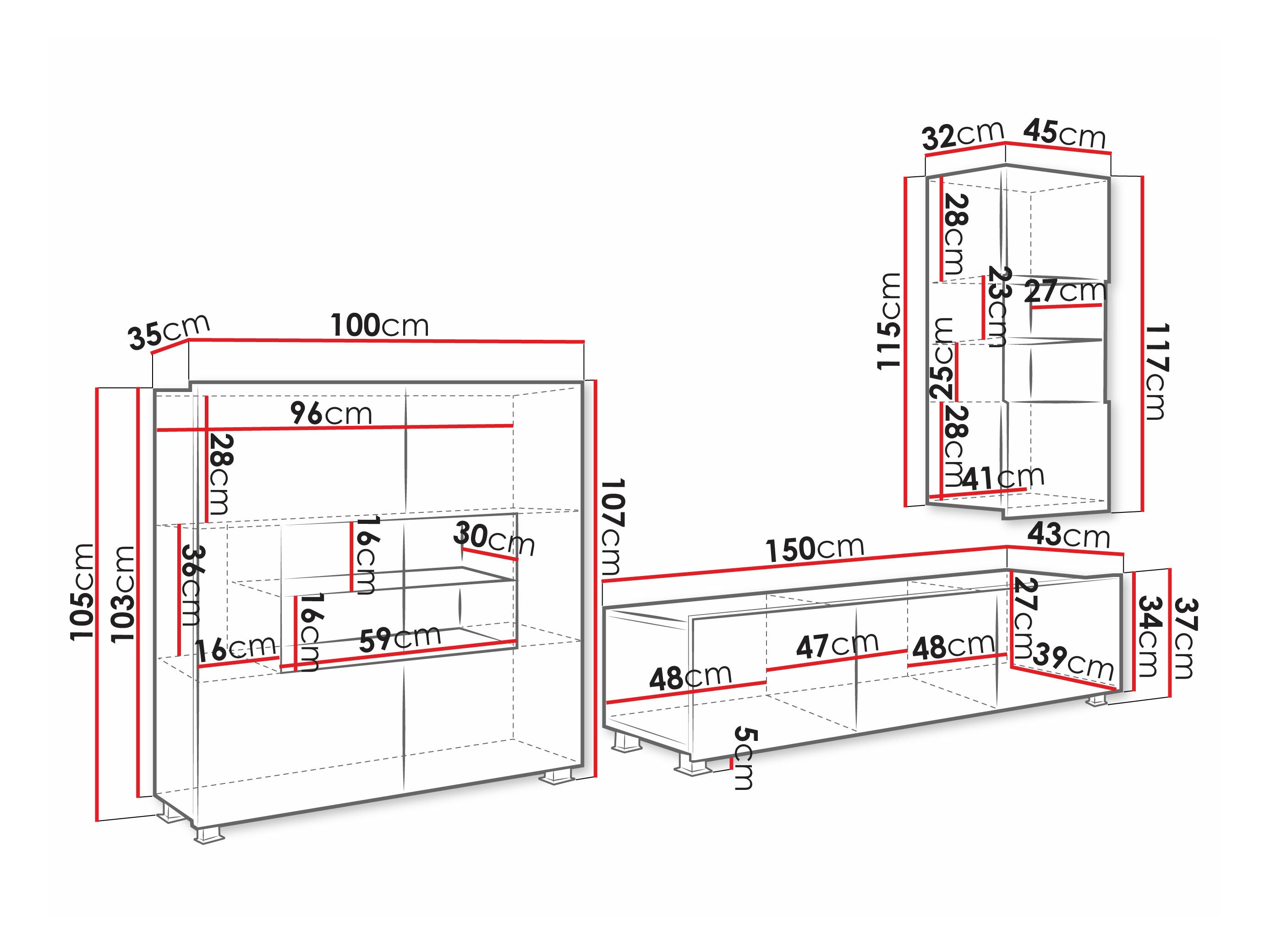 Комплект за хол Remus VII (Бял + Бял гланц)