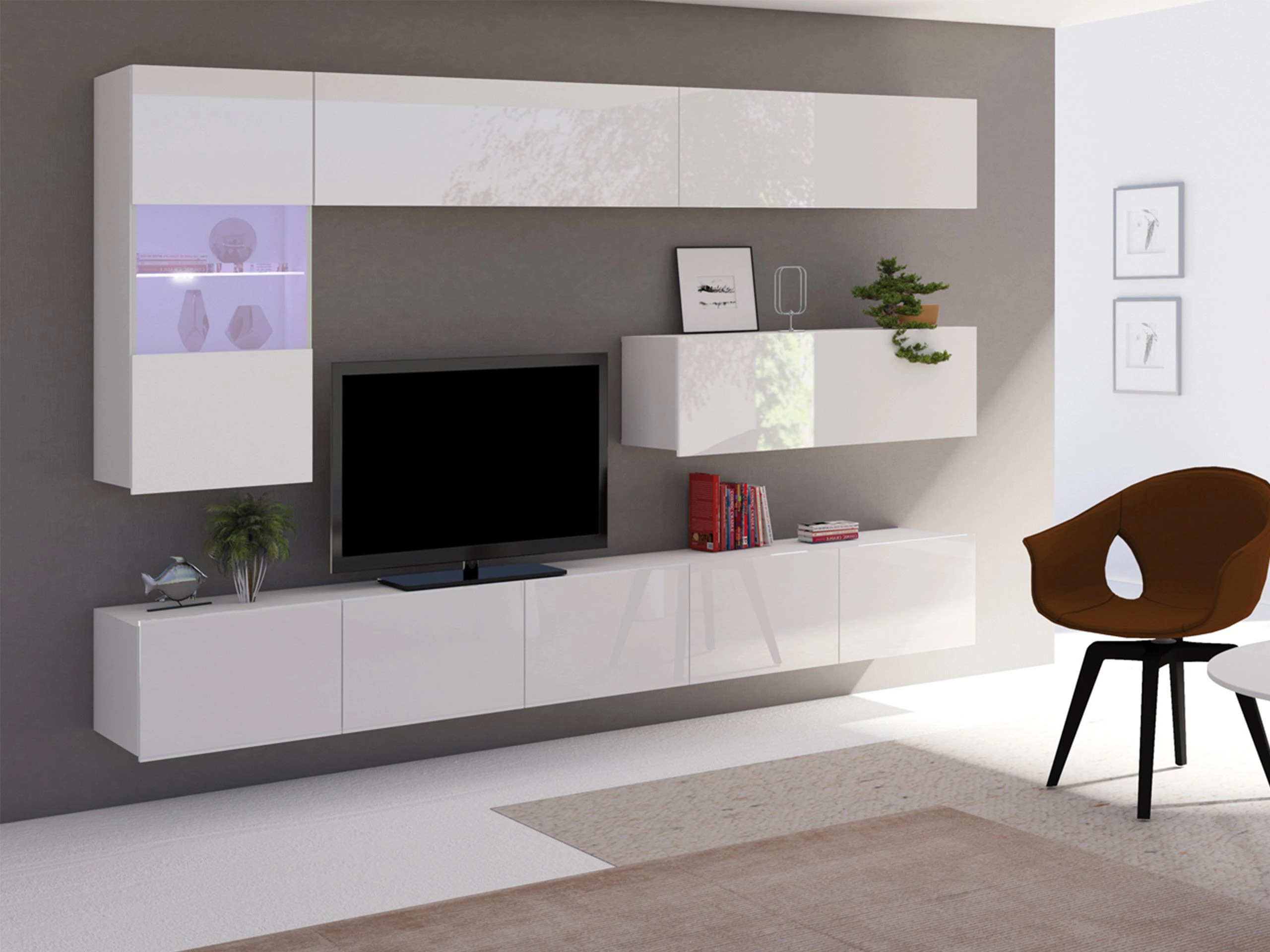 Комплект за хол Remus IV (Бял + Бял гланц)