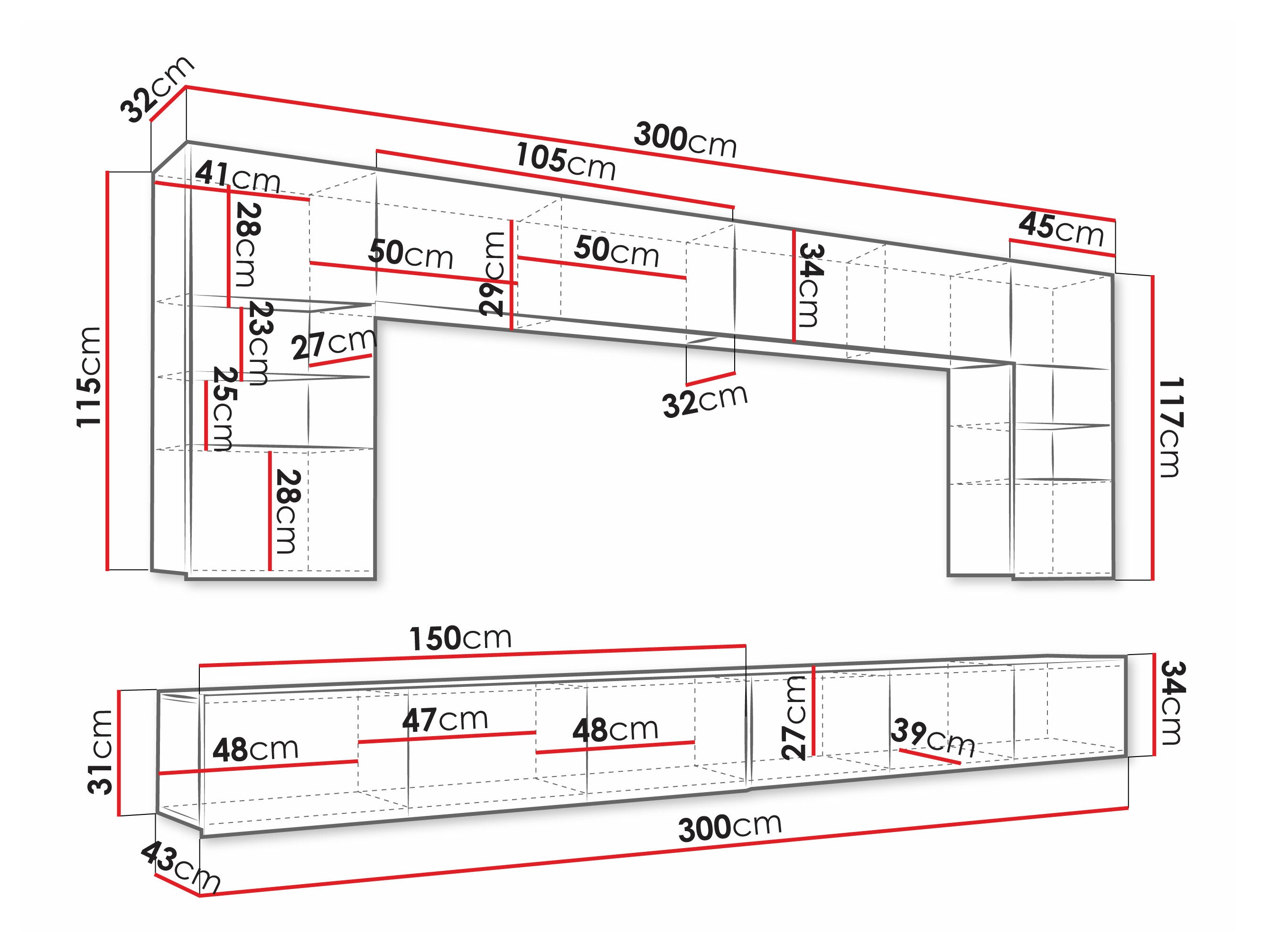 Комплект за хол Tivdalu 105 (Бял + Бял гланц)