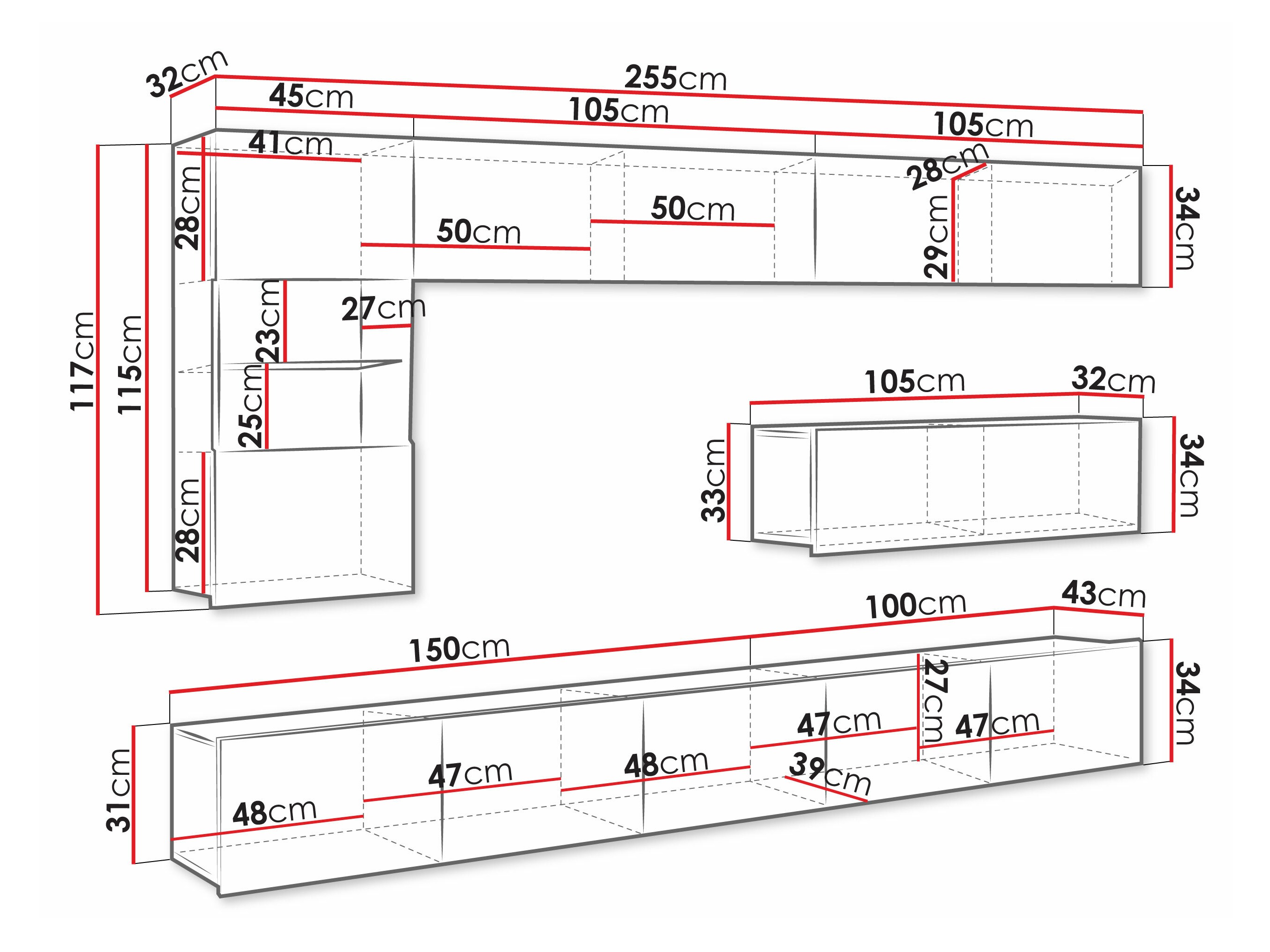 Комплект за хол Tivdalu 108 (Черен + Черен гланц)