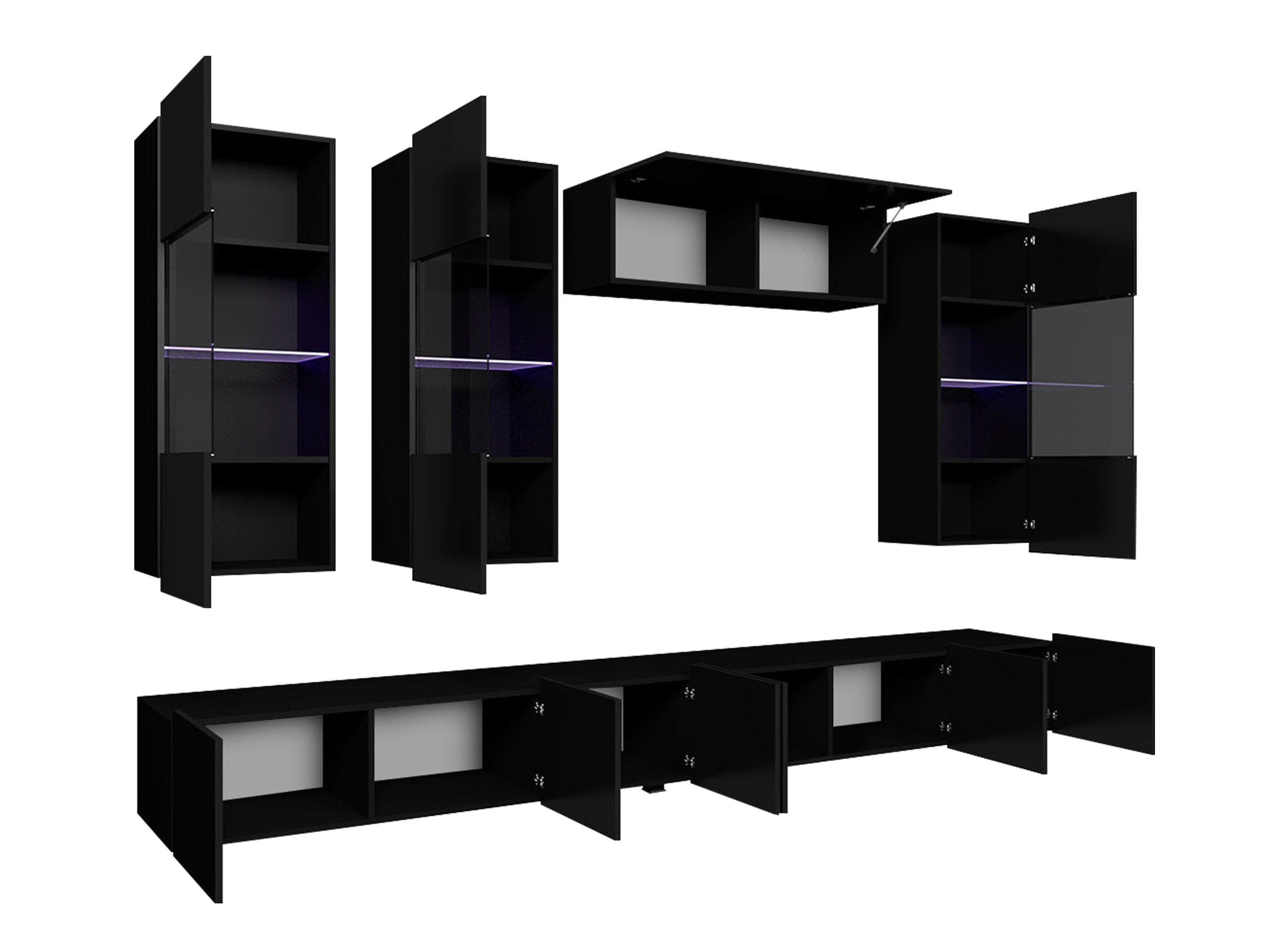 Комплект за хол Tivdalu 109 (Черен + Черен гланц)