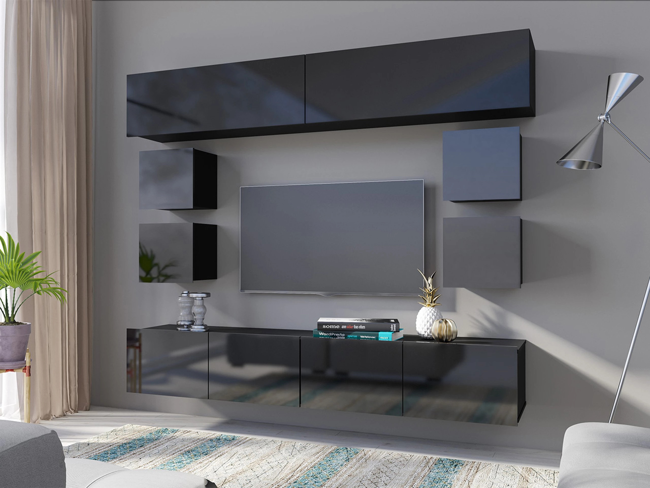 Комплект за хол Remus XVI (Черен + Черен гланц)