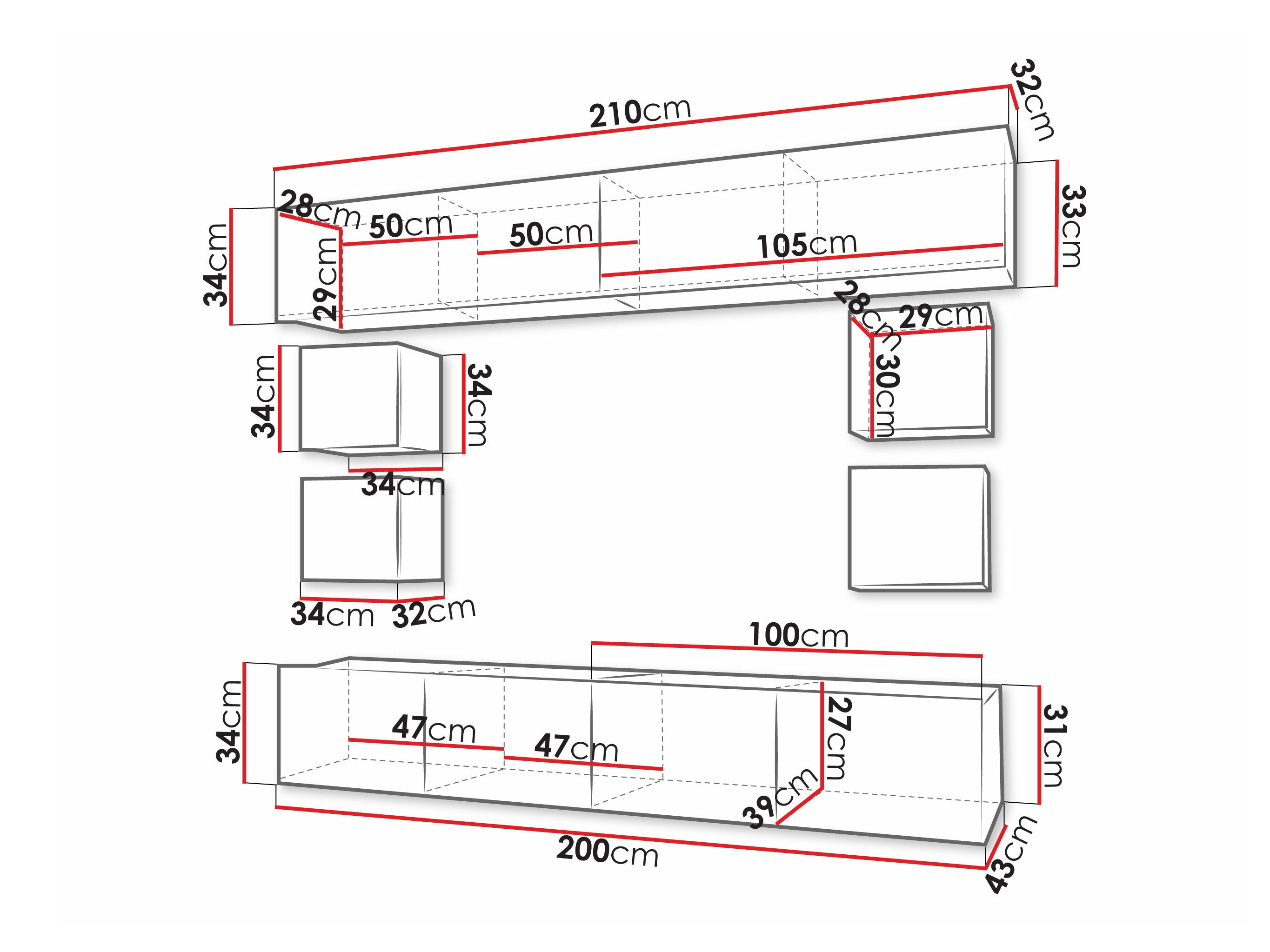 Комплект за хол Remus XVI (Черен + Черен гланц)