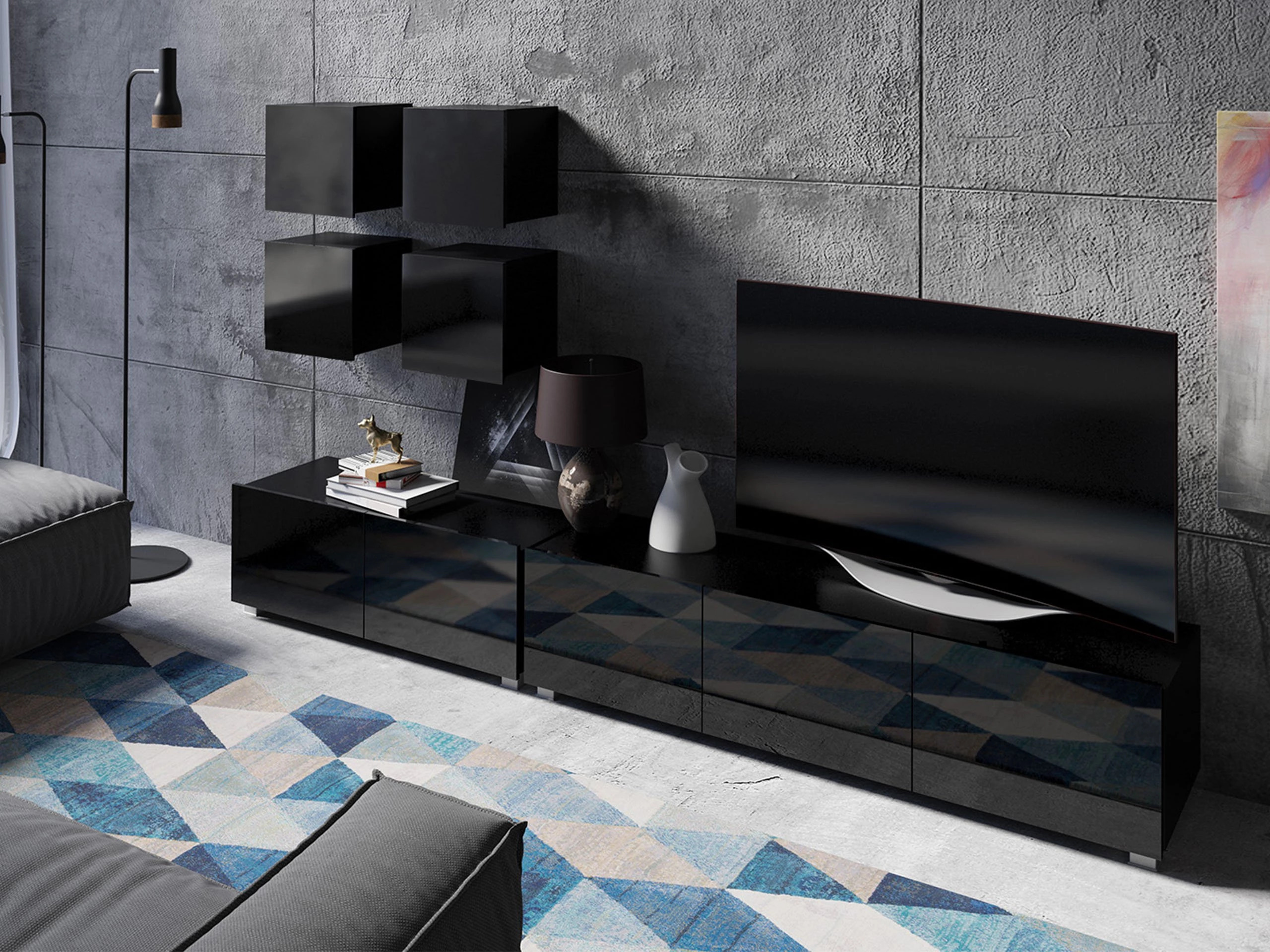 Комплект за хол Remus XVIII (Черен + Черен гланц)