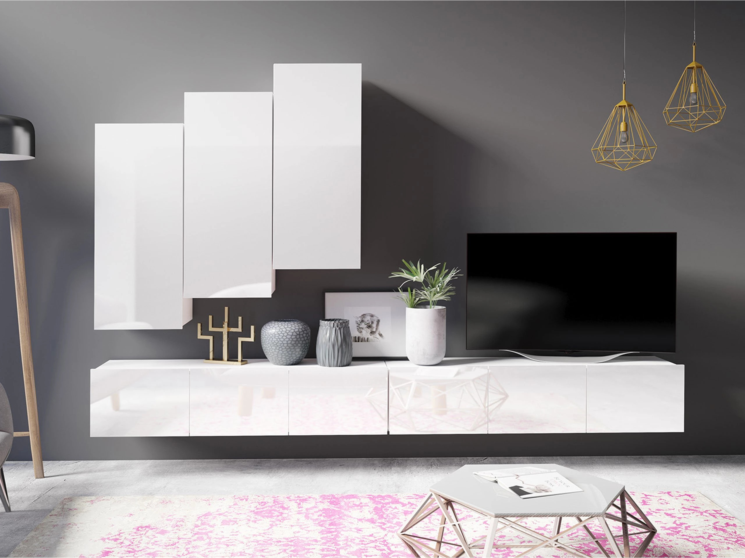 Комплект за хол Tivdalu 131 (Бял)