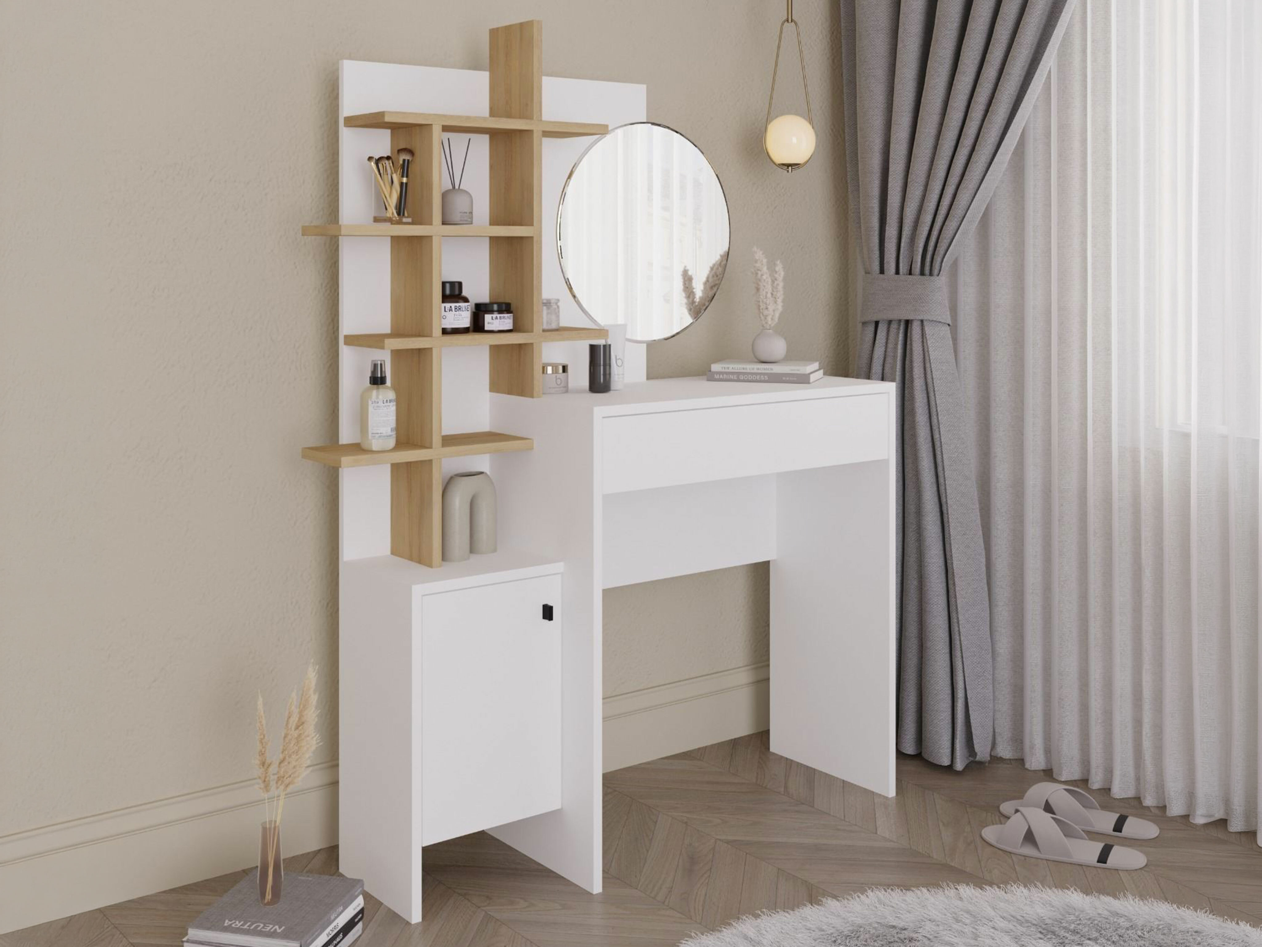 Тоалетка Kailua 220 (Бял + Дъб)