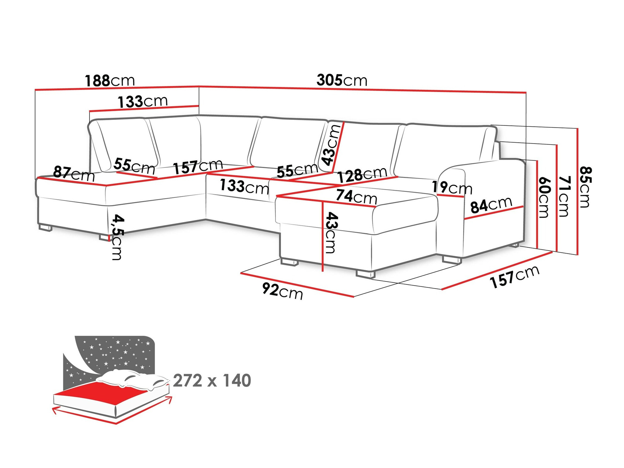 Ъглов диван SB4768 с нарушена опаковка
