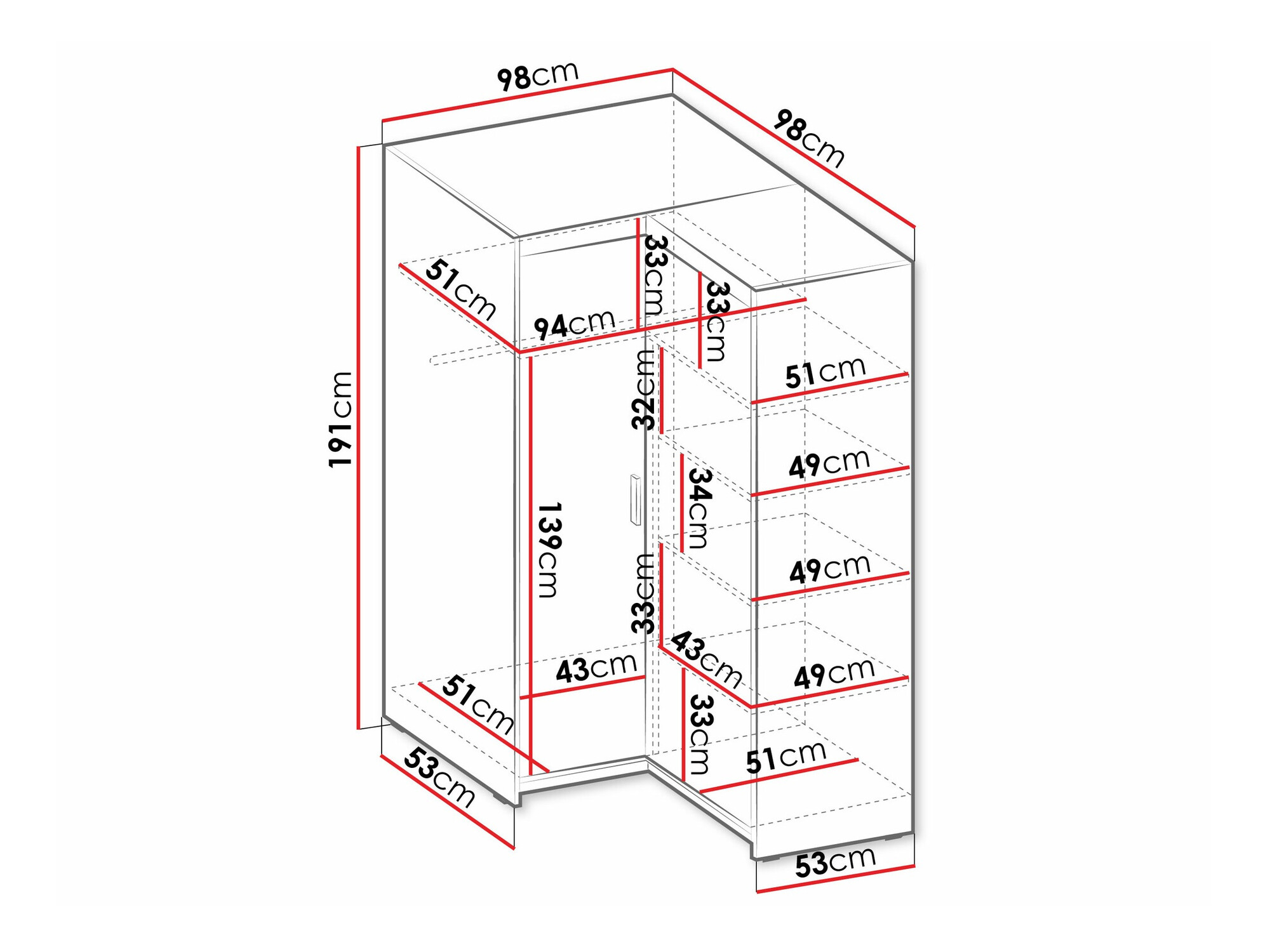 Ъглов гардероб SB4743 c малък дефект