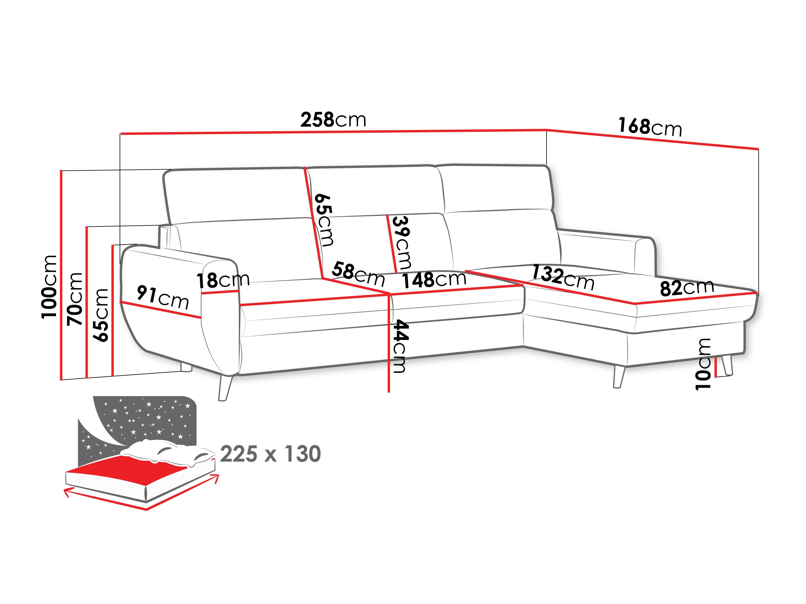 Ъглов диван Temple 132 (Cruz 35)