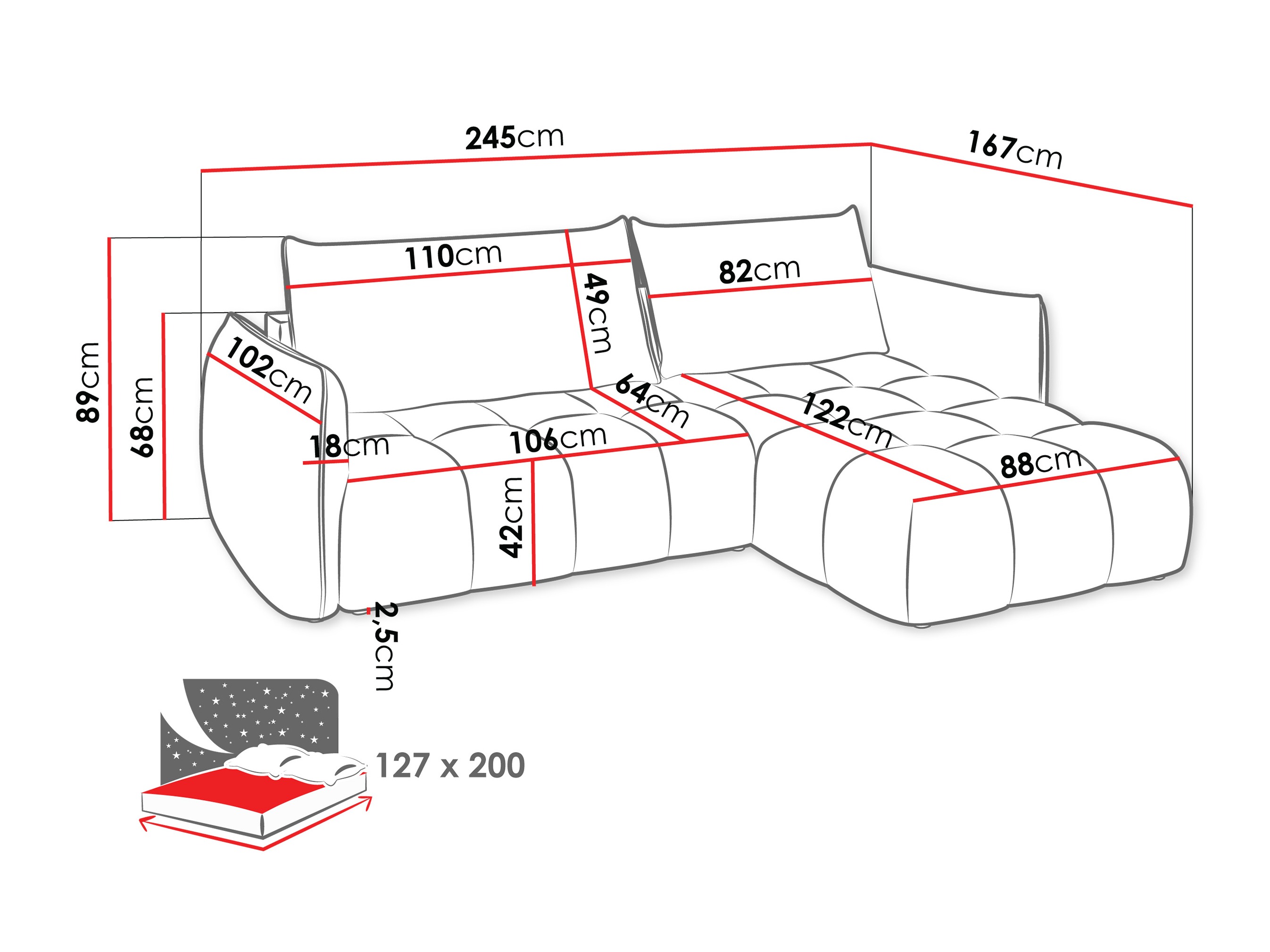 Ъглов диван Lima 136 (Lumo 65)