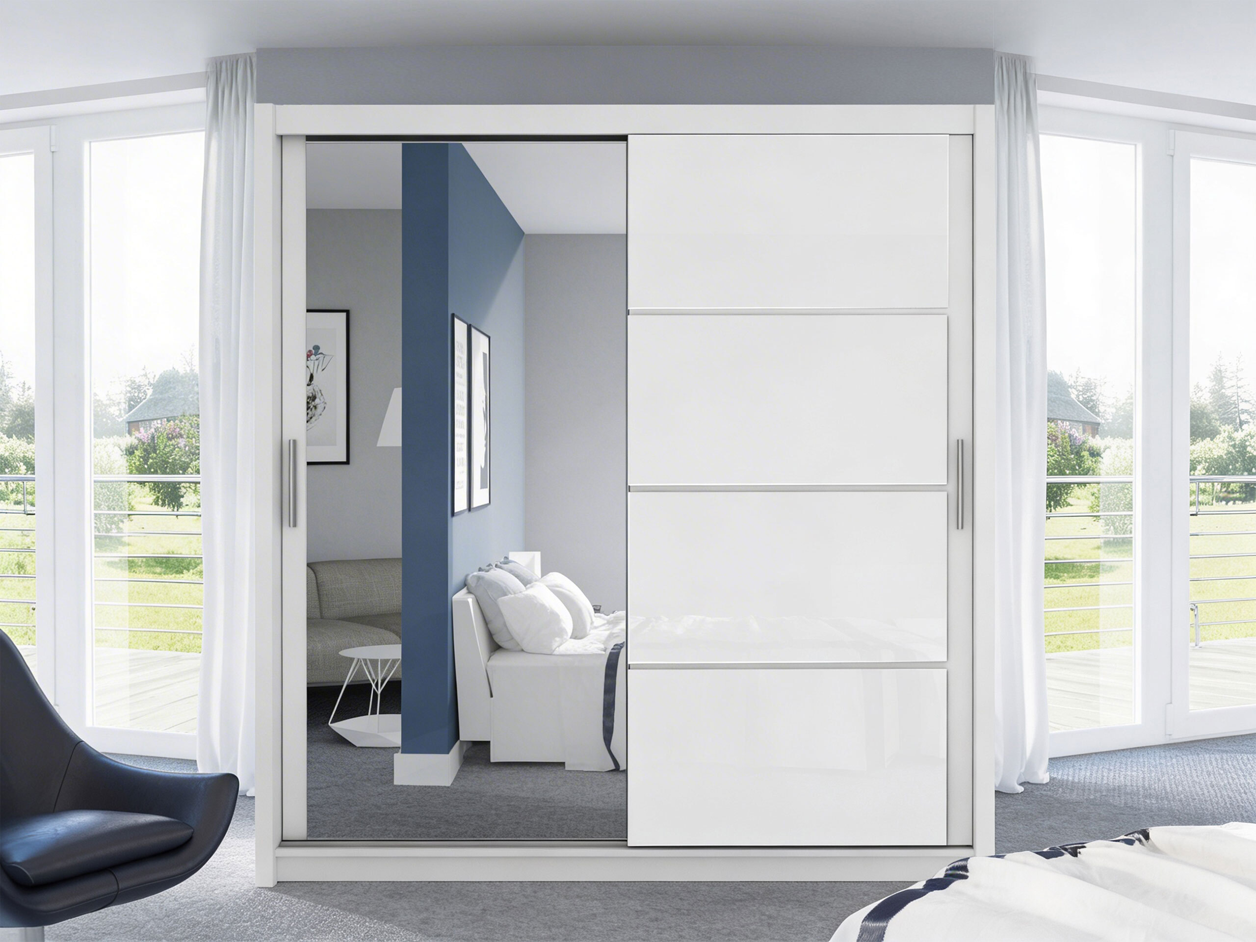 Гардероб Honolulu 111 (Бял + Бял гланц)