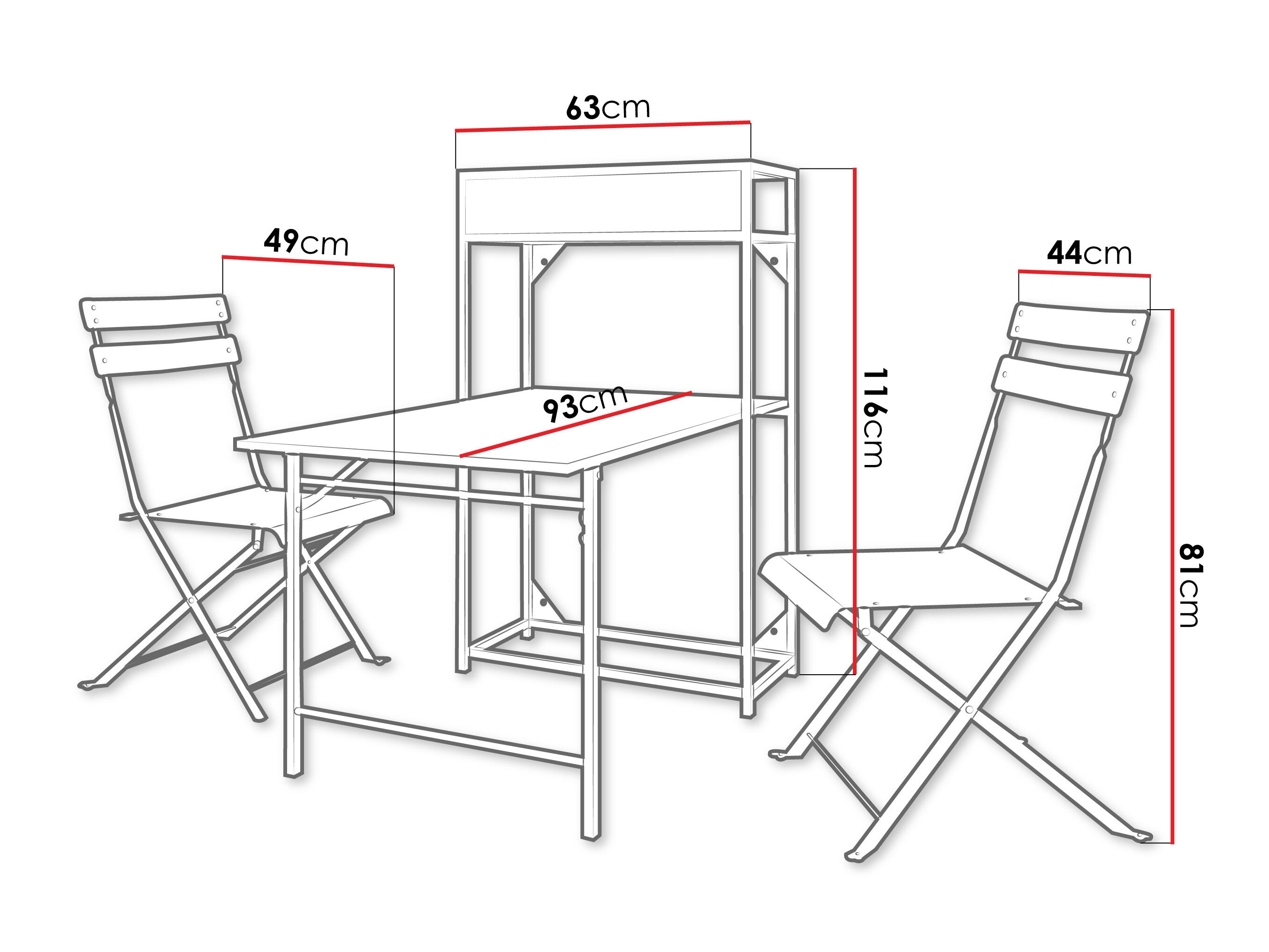 Комплект за балкон Lenitus (Черен)