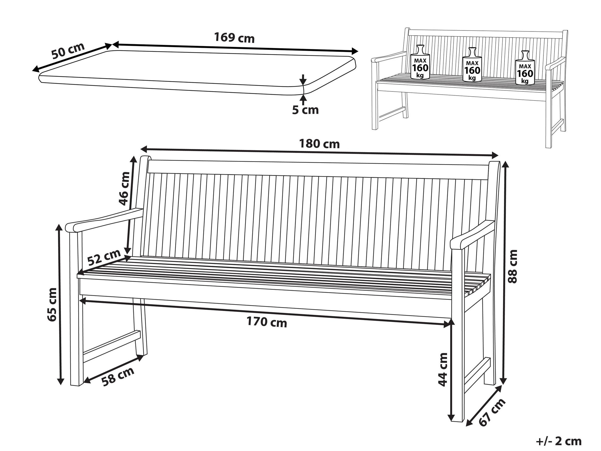 Градинска пейка Berwyn 3244