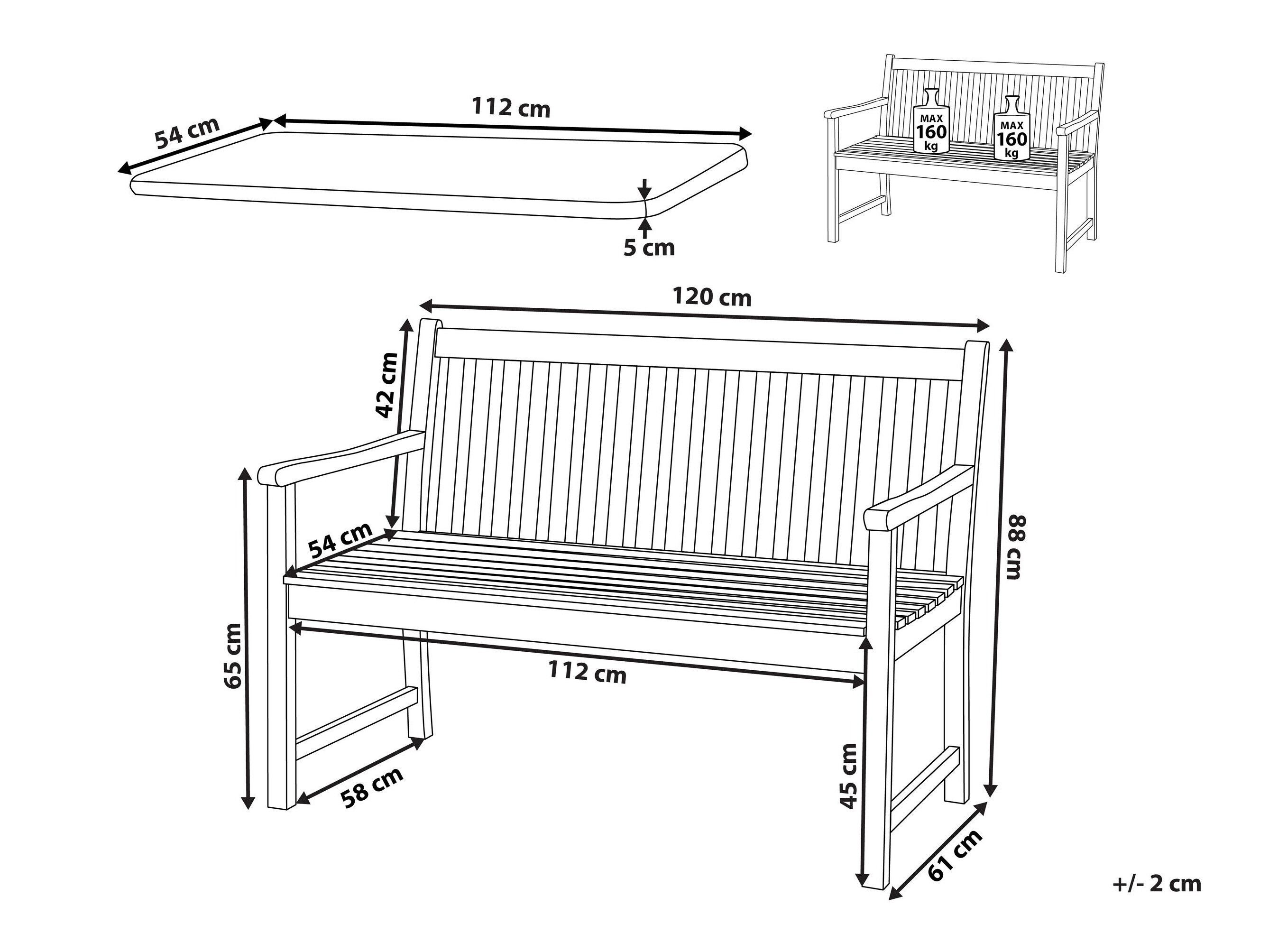 Градинска пейка Berwyn 3247 (Бял + Тъмно синьо)