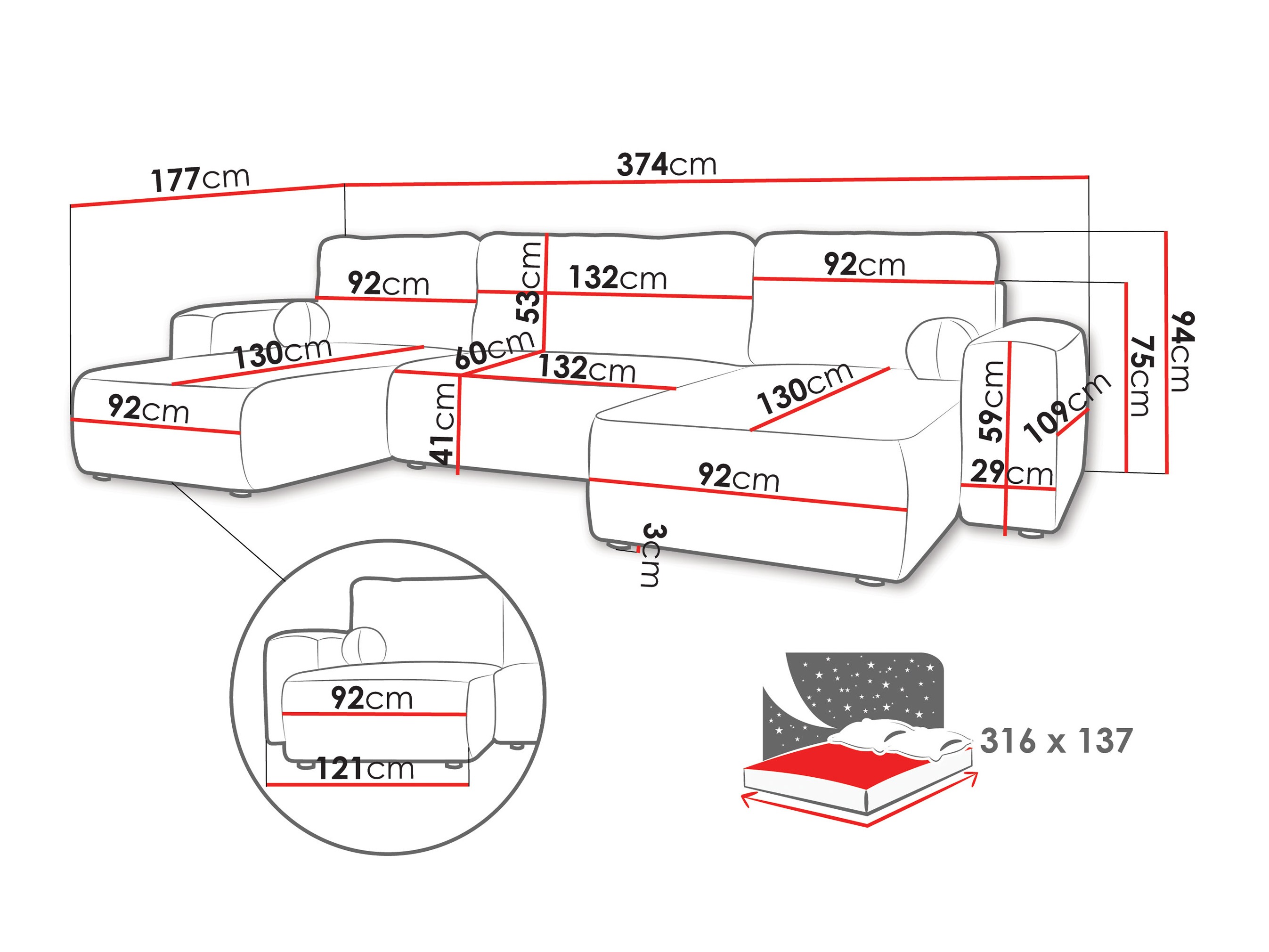 Ъглов диван TrendyNest 130 (Coral 15)