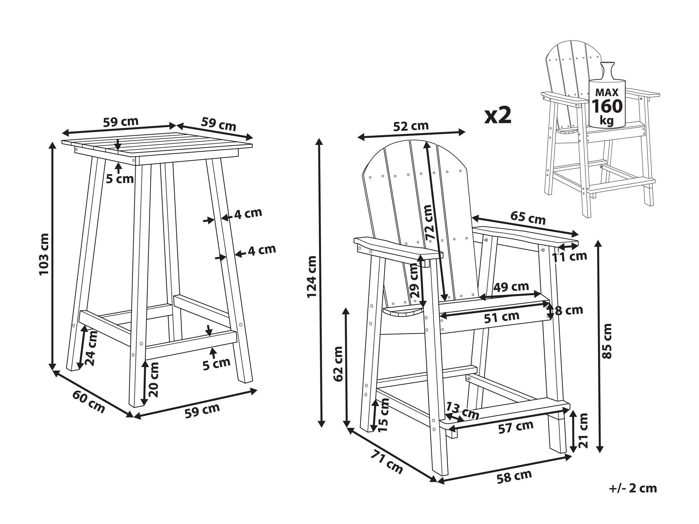 Комплект за балкон Berwyn 3249 (Червен)