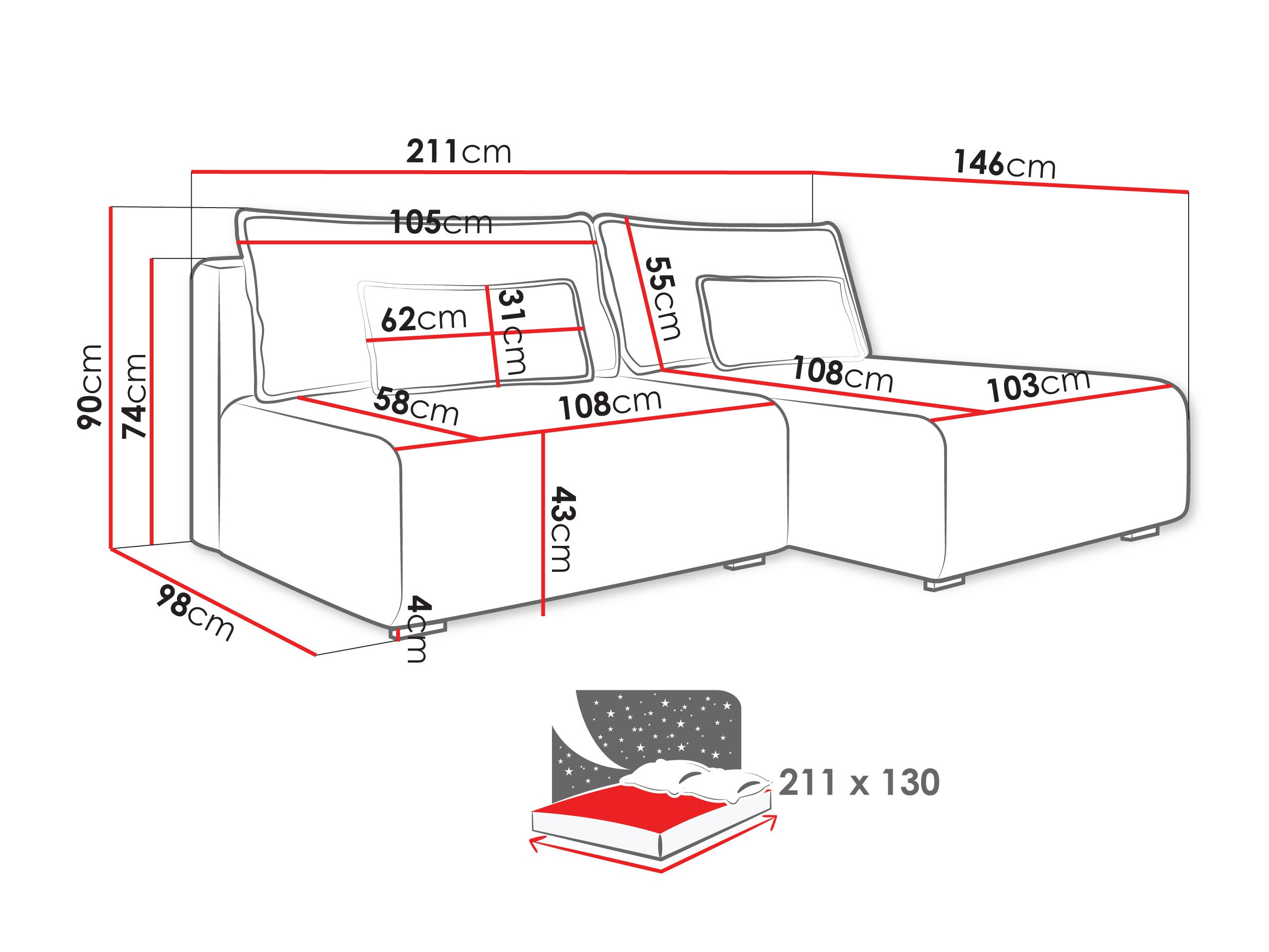 Ъглов диван TrendyNest Fenestal (Tilia 11)