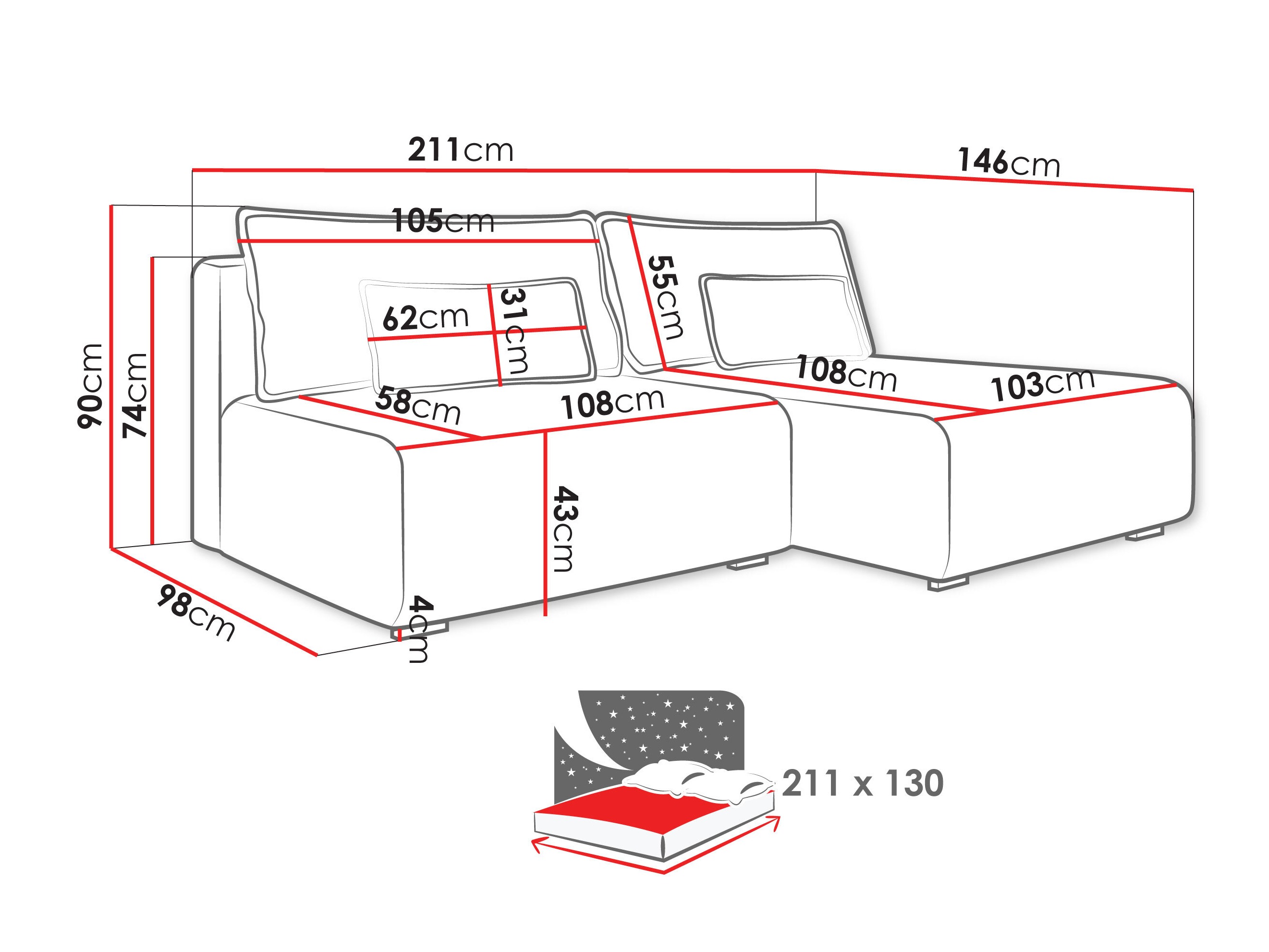 Ъглов диван TrendyNest Fenestal (Tilia 11)